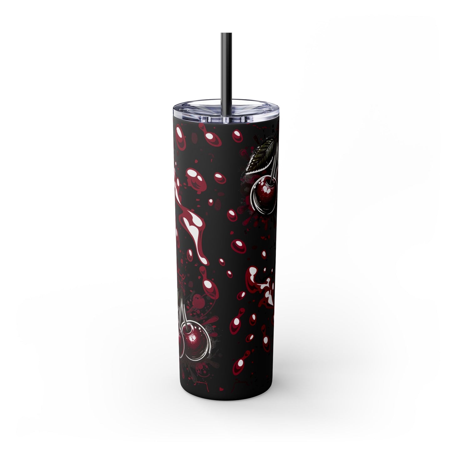 Tumbler Cup, Cherry Aesthetic Design, 20oz with Straw