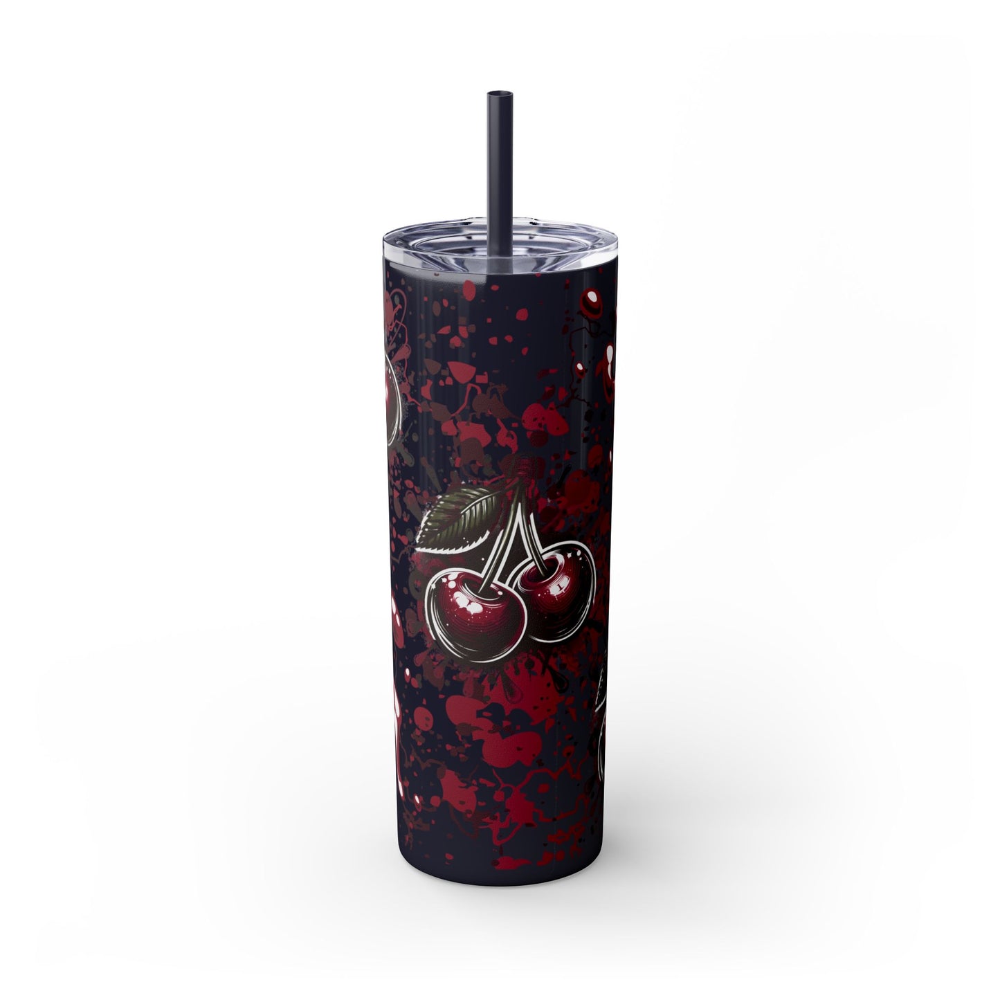 Tumbler Cup, Cherry Aesthetic Design, 20oz with Straw