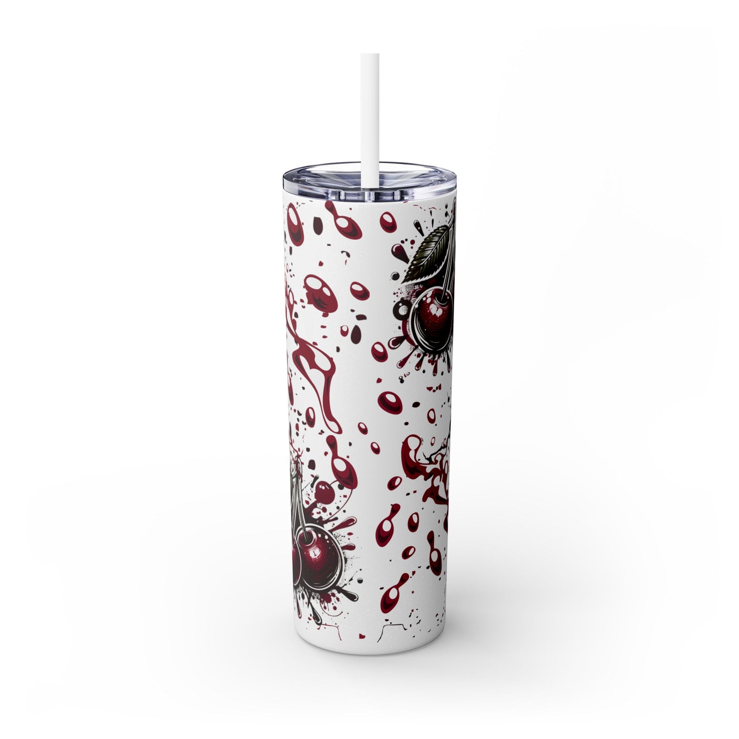 Tumbler Cup, Cherry Aesthetic Design, 20oz with Straw