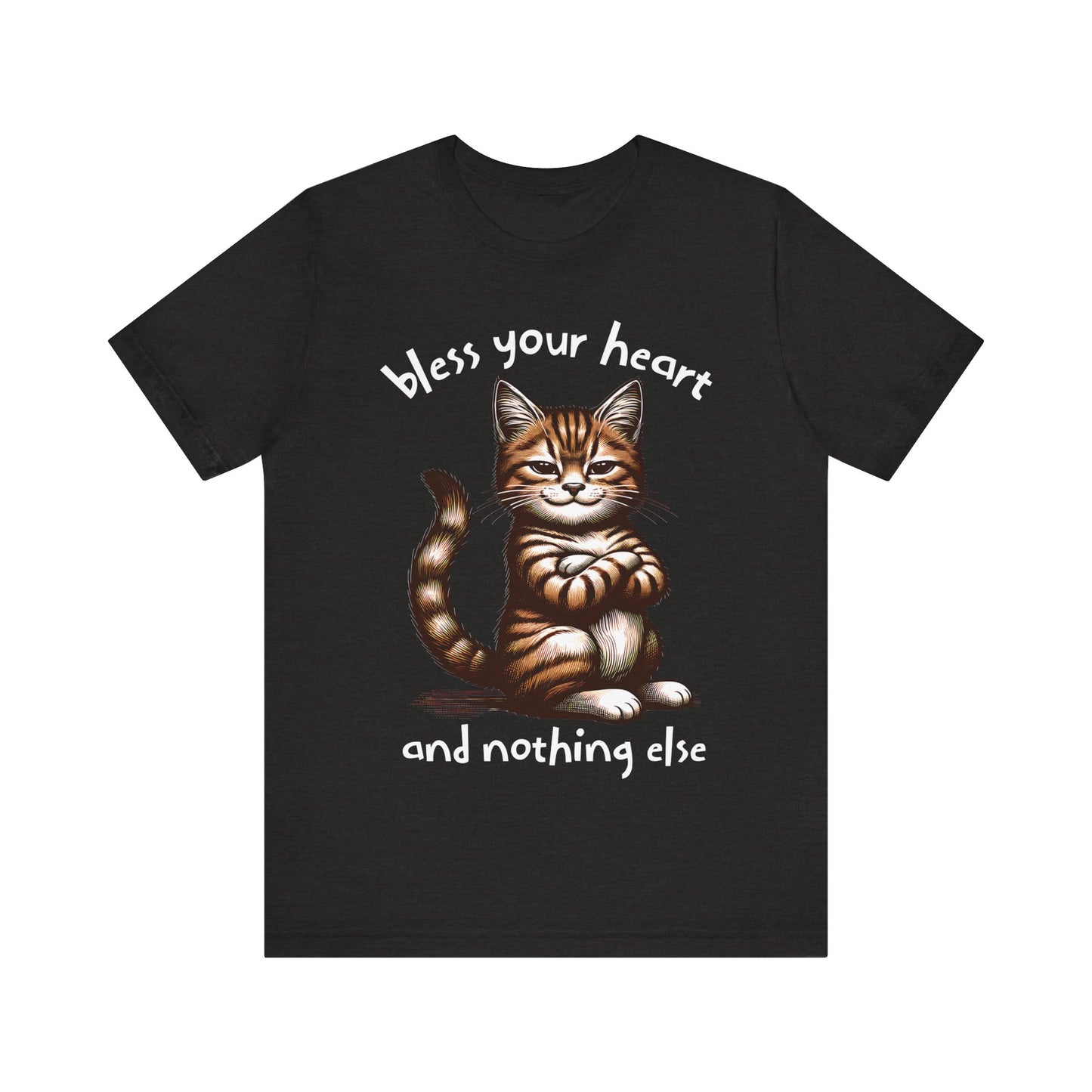 Smug Cat Bless Your Heart Shirt, Funny Graphic Tee, Sarcastic Cat Lover Gift, Short Sleeve T-Shirt, Cat Lady Apparel, Cat Mom Top