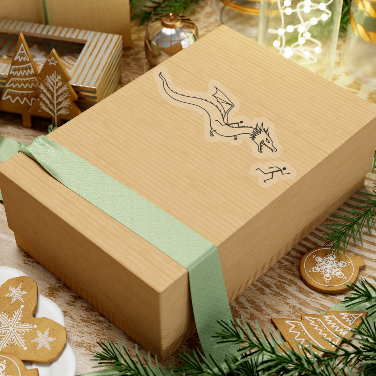 Sticker Dragon Chasing Stick Figure