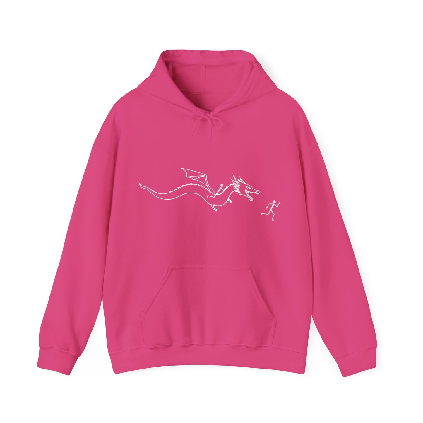 Hooded Sweatshirt - Stick figure Chased by Dragon Design