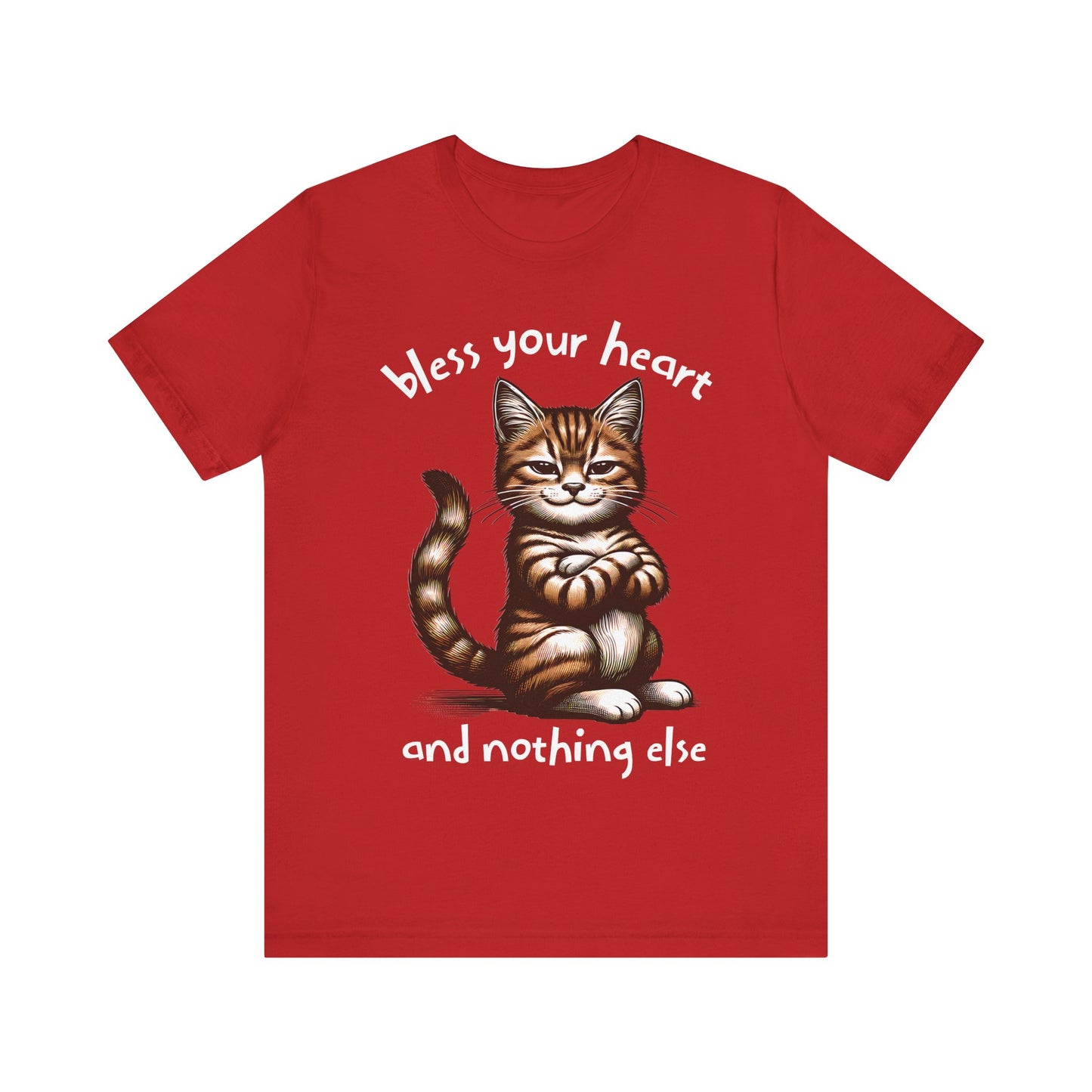 Smug Cat Bless Your Heart Shirt, Funny Graphic Tee, Sarcastic Cat Lover Gift, Short Sleeve T-Shirt, Cat Lady Apparel, Cat Mom Top