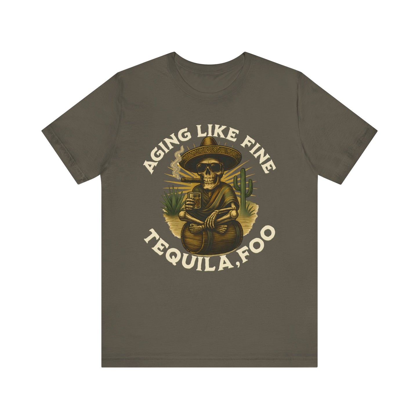 Aging Like Fine Tequila Unisex Tee, Casual T-Shirt, Funny Gift for Tequila Lovers, Party Wear, Birthday Celebration, Vintage Style
