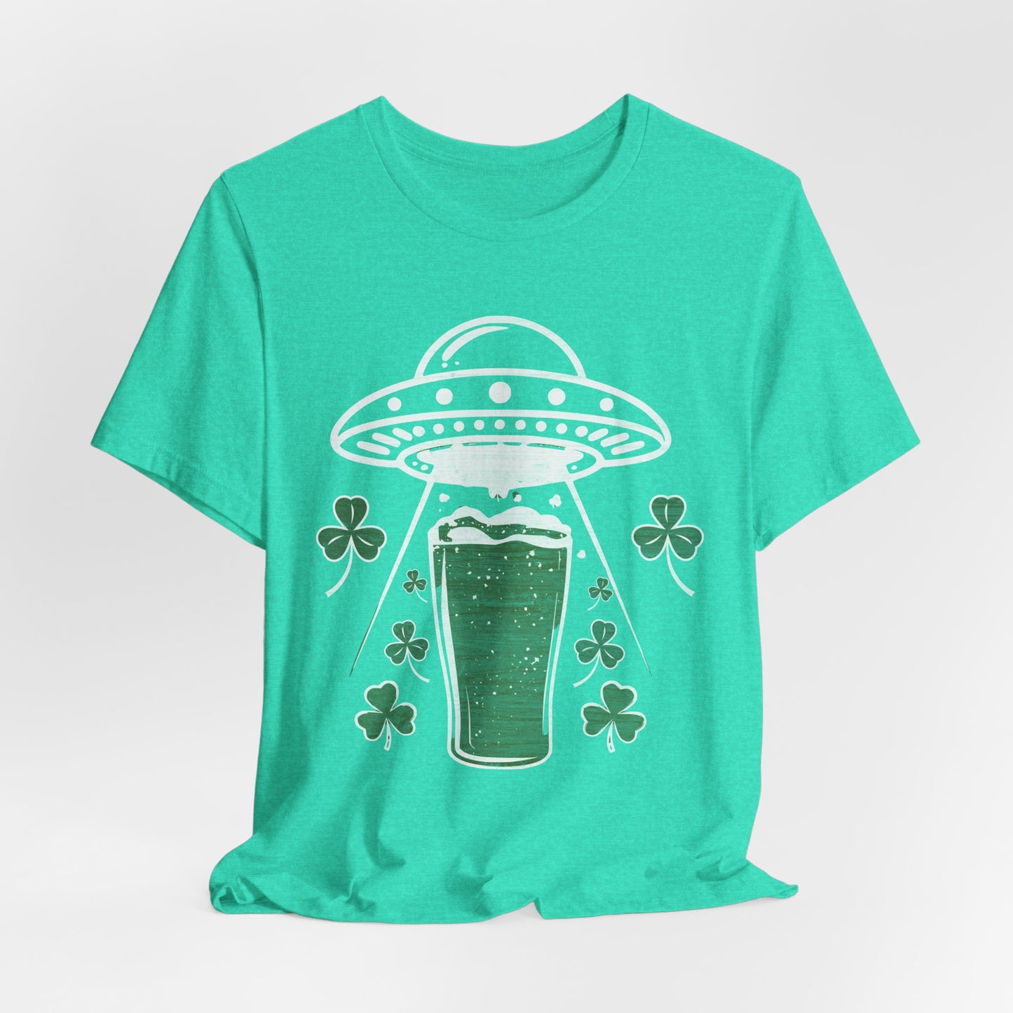 St. Patrick's Day UFO Beer Unisex Tee, Funny Drinking Shirt, Alien Abduction Shamrock T-Shirt, funny shirt, Cute St Paddy's Day Gift