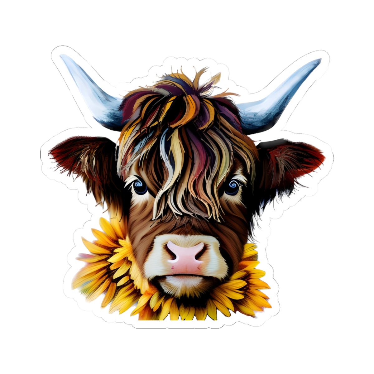 Sticker - Highland Cow in Sunflowers Kiss-Cut Stickers