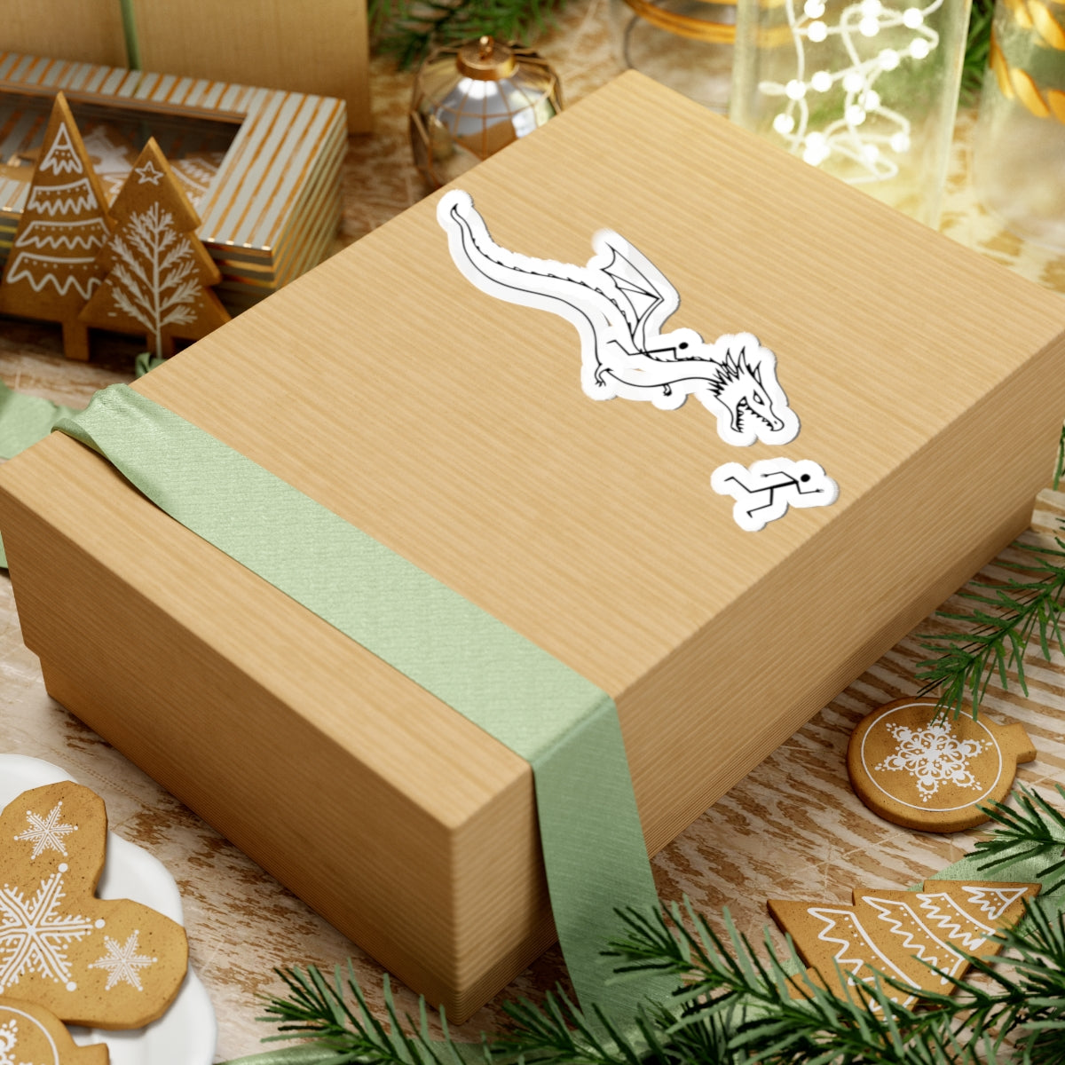 Sticker Dragon Chasing Stick Figure