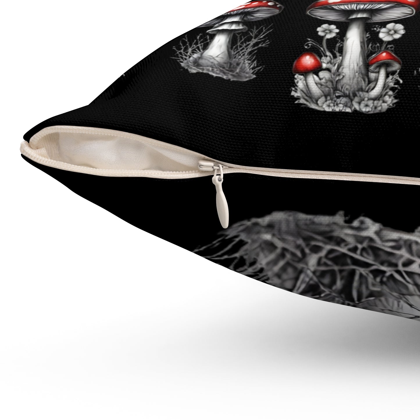 Mushroom and Briars Polyester Square Pillow