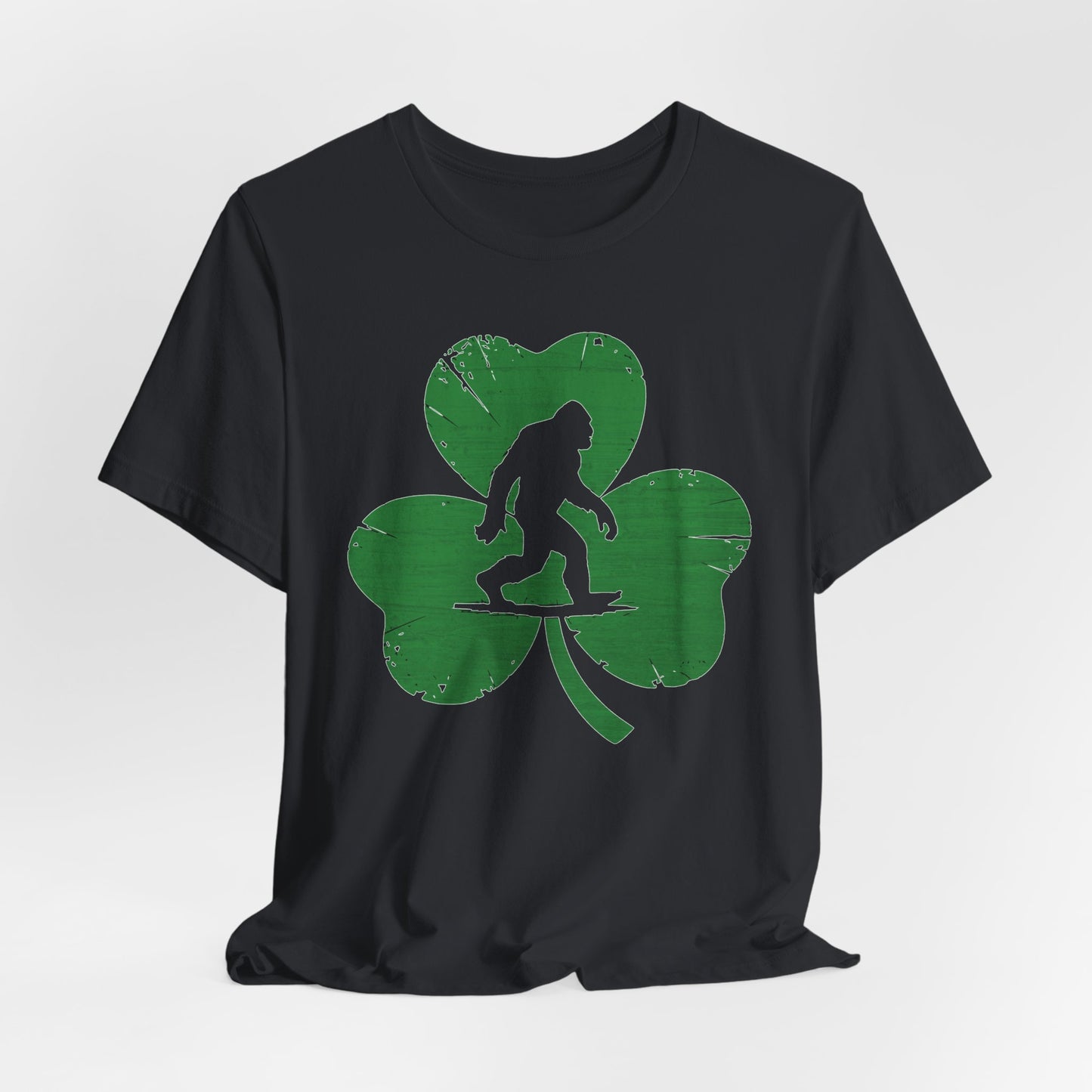 Shamrock Bigfoot Tee, St Patrick's Day Shirt, Lucky Clover T-Shirt, Unisex Graphic Top, Sasquatch Irish Tee, bigfoot tee,irish shirt,