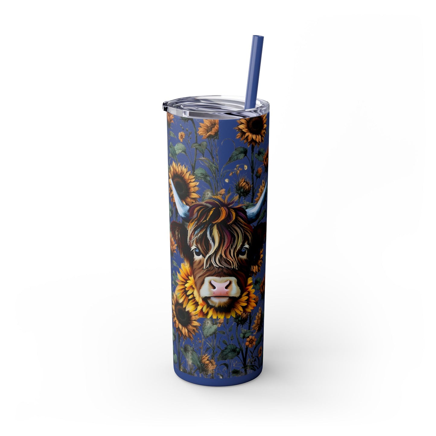 Tumbler Cup - Highland Cow and Sunflowers Design