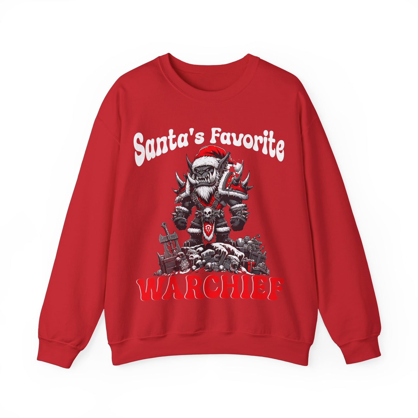 Christmas Gaming Sweatshirt - Santa's Favorite Warchief, WoW Orc Santa, wow game, santa shirt, Holiday Gift Idea