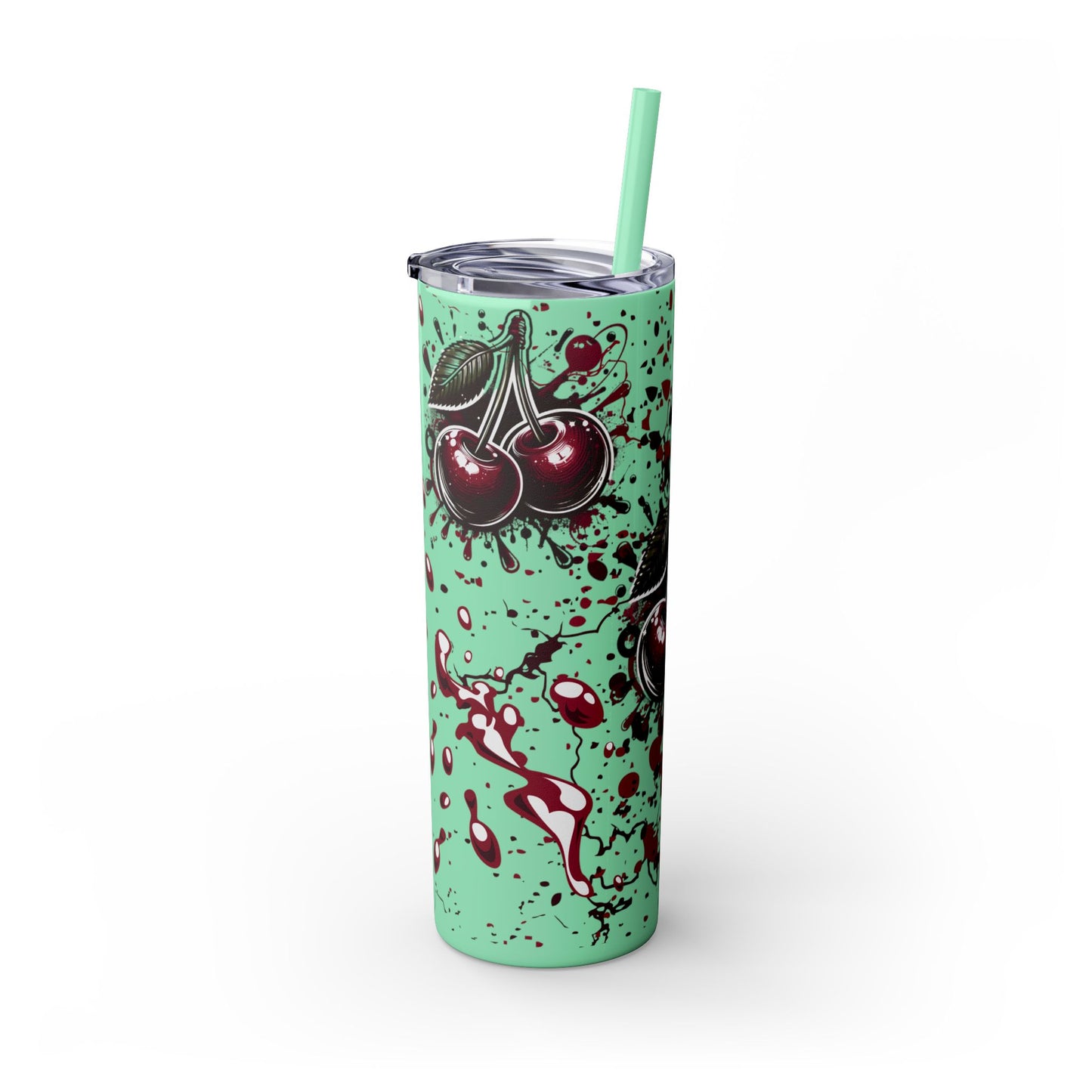 Tumbler Cup, Cherry Aesthetic Design, 20oz with Straw