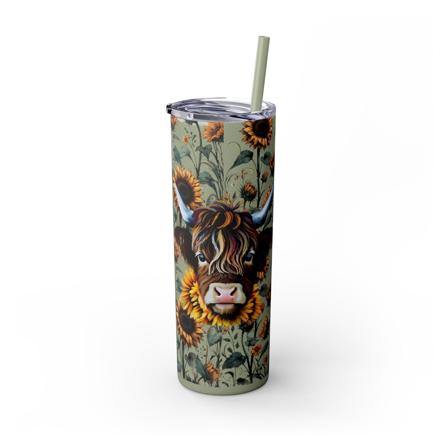Tumbler Cup - Highland Cow and Sunflowers Design