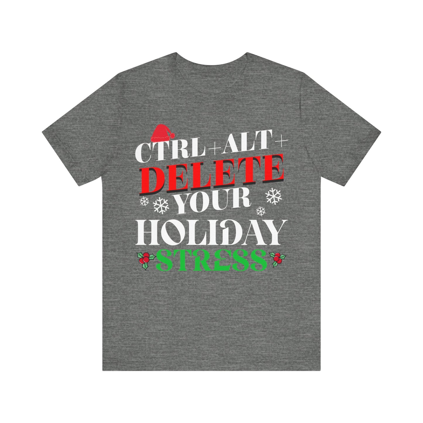 Christmas Gamer Tee, Gaming Holiday Shirt, Ctrl Alt Delete Stress, Unisex Jersey T-Shirt