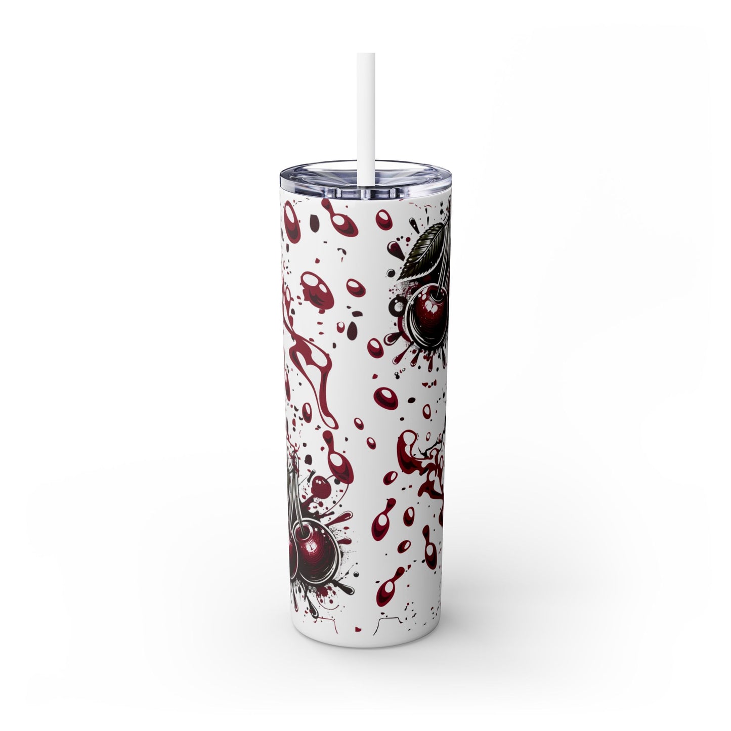 Tumbler Cup, Cherry Aesthetic Design, 20oz with Straw