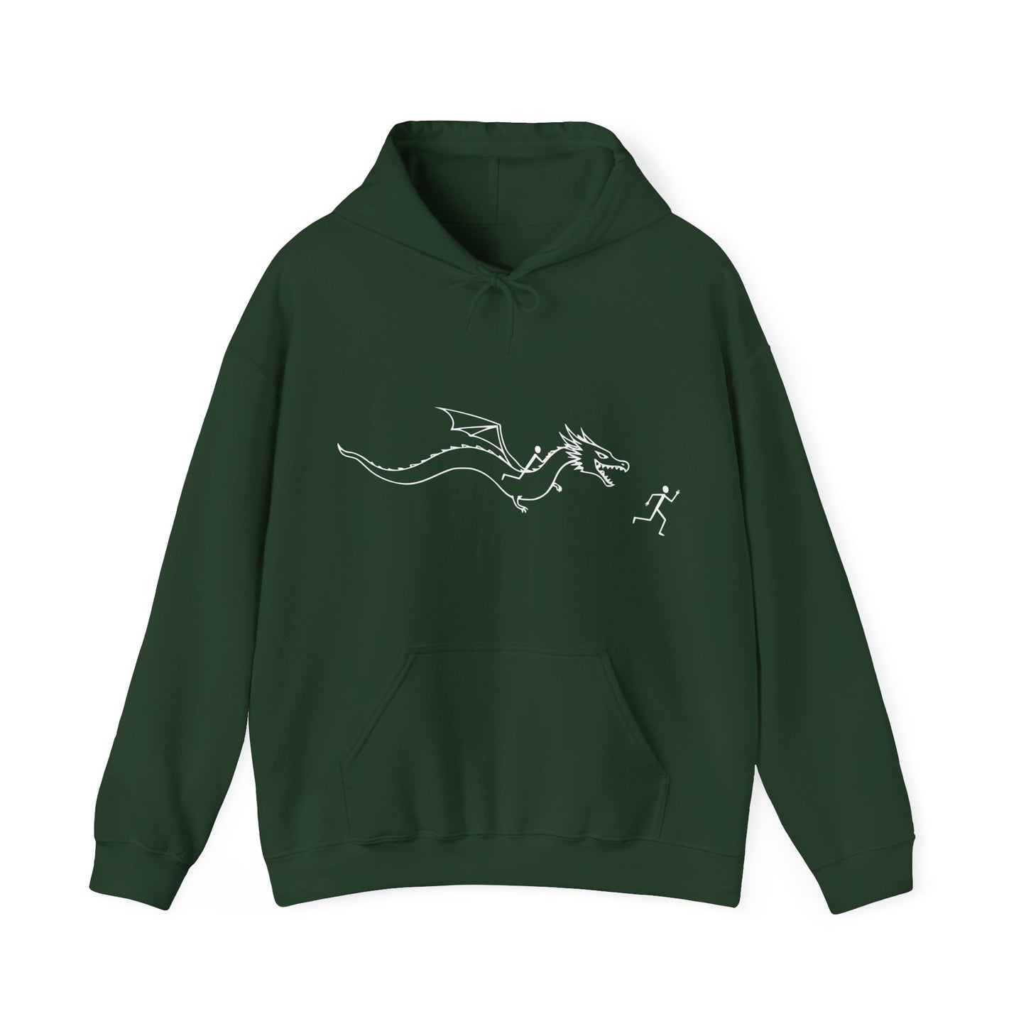 Hooded Sweatshirt - Stick figure Chased by Dragon Design