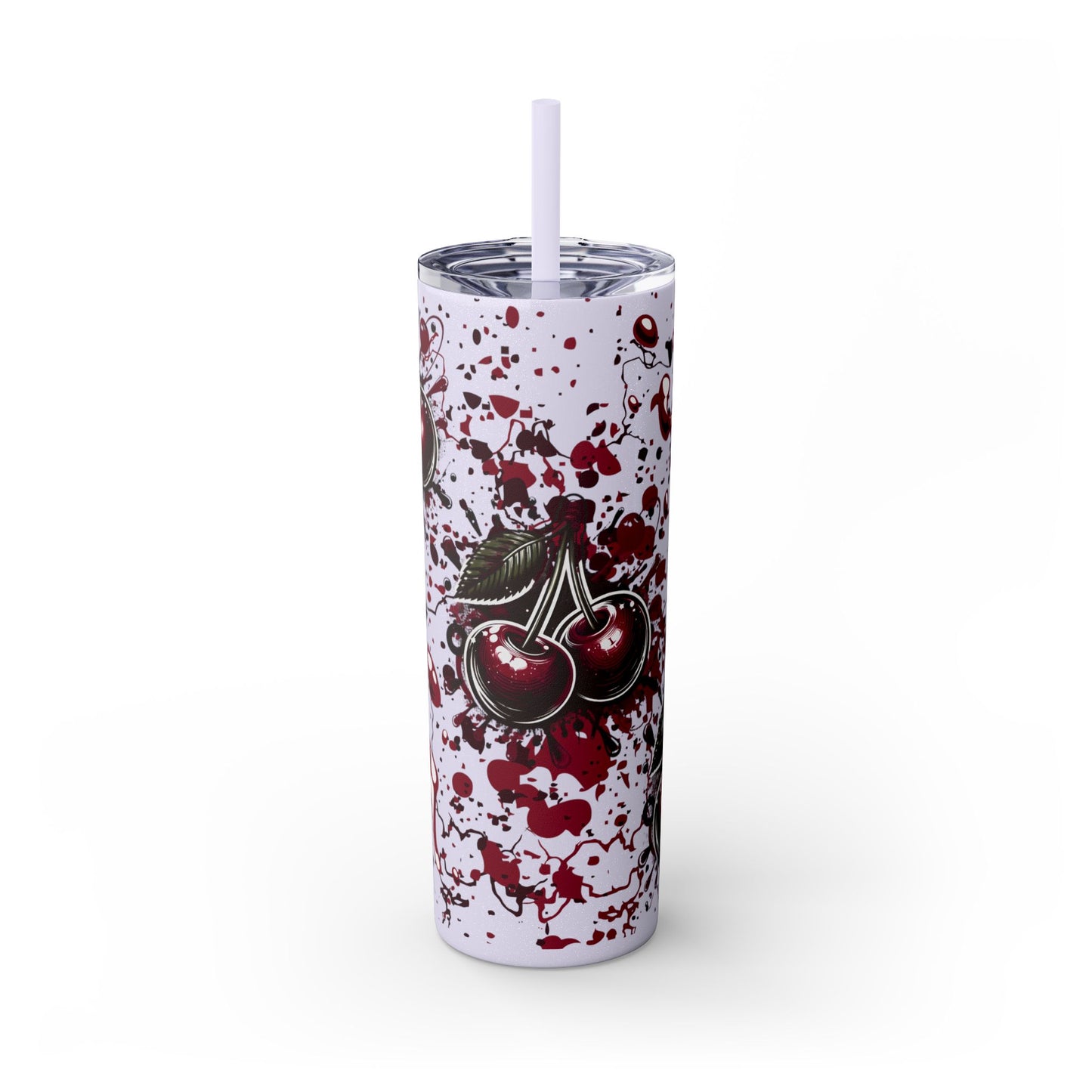 Tumbler Cup, Cherry Aesthetic Design, 20oz with Straw