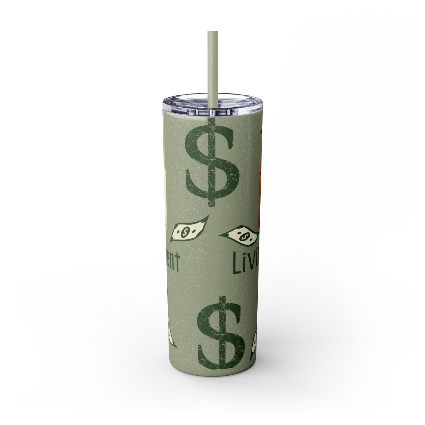 Money-Themed Skinny Tumbler with Straw | 20oz | Chemistry Elements Design