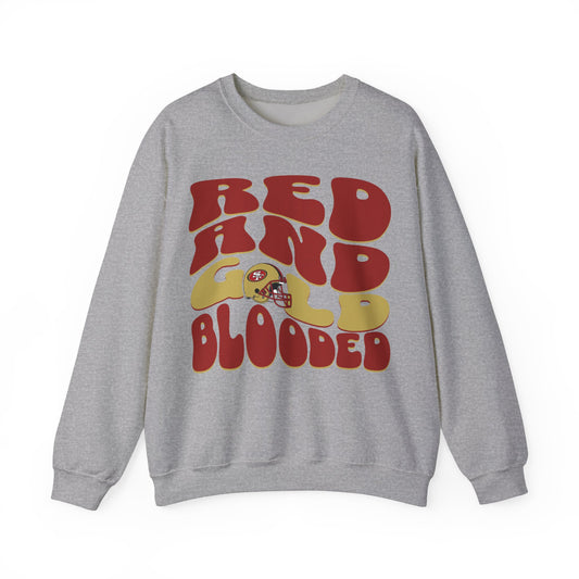 Red and gold blooded,San Francisco Football, San Francisco Football Shirt, Retro SF Football,San Francisco Football Sweatshirt