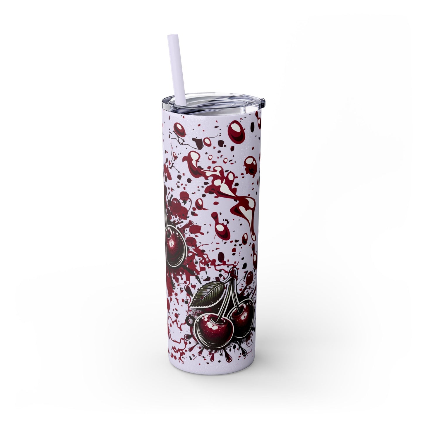 Tumbler Cup, Cherry Aesthetic Design, 20oz with Straw