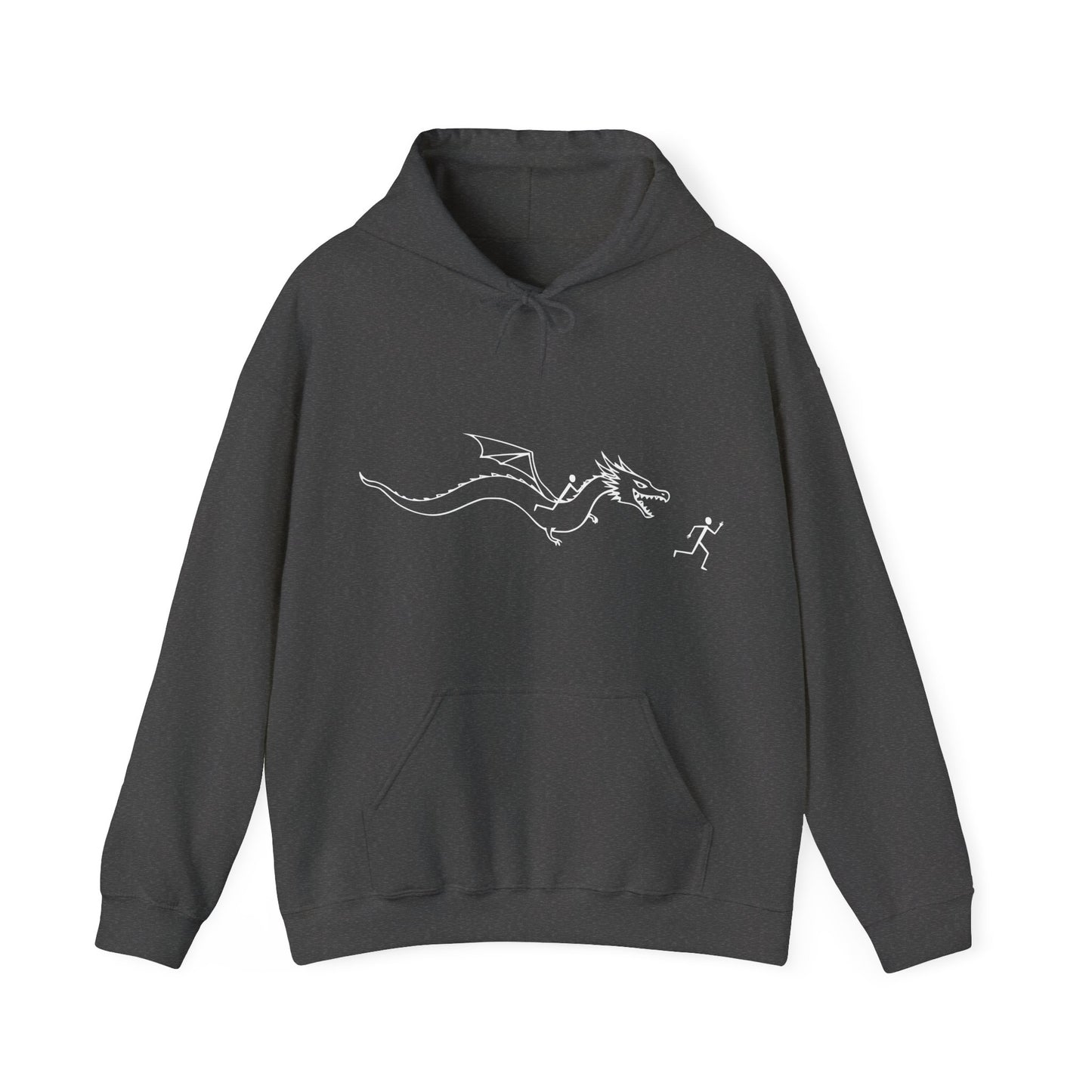 Hooded Sweatshirt - Stick figure Chased by Dragon Design