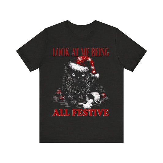 Christmas Cat festive-  Tee