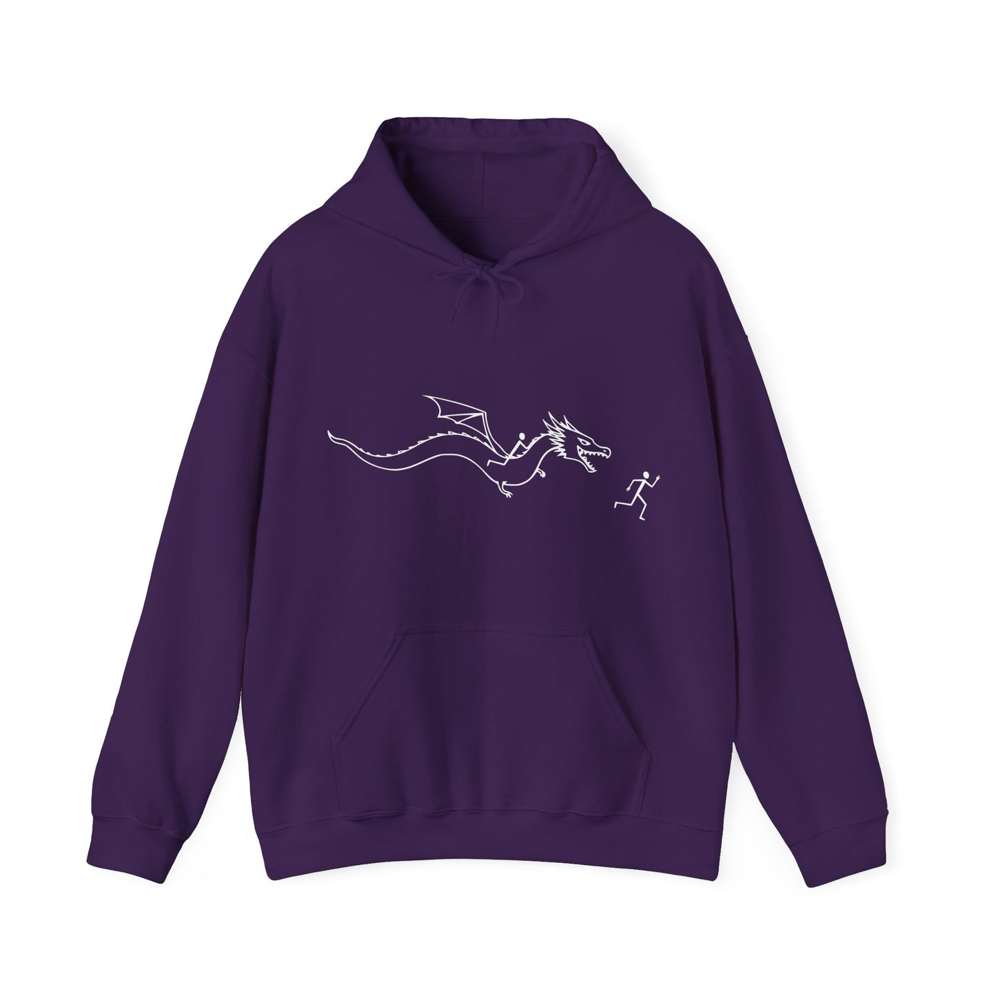 Hooded Sweatshirt - Stick figure Chased by Dragon Design