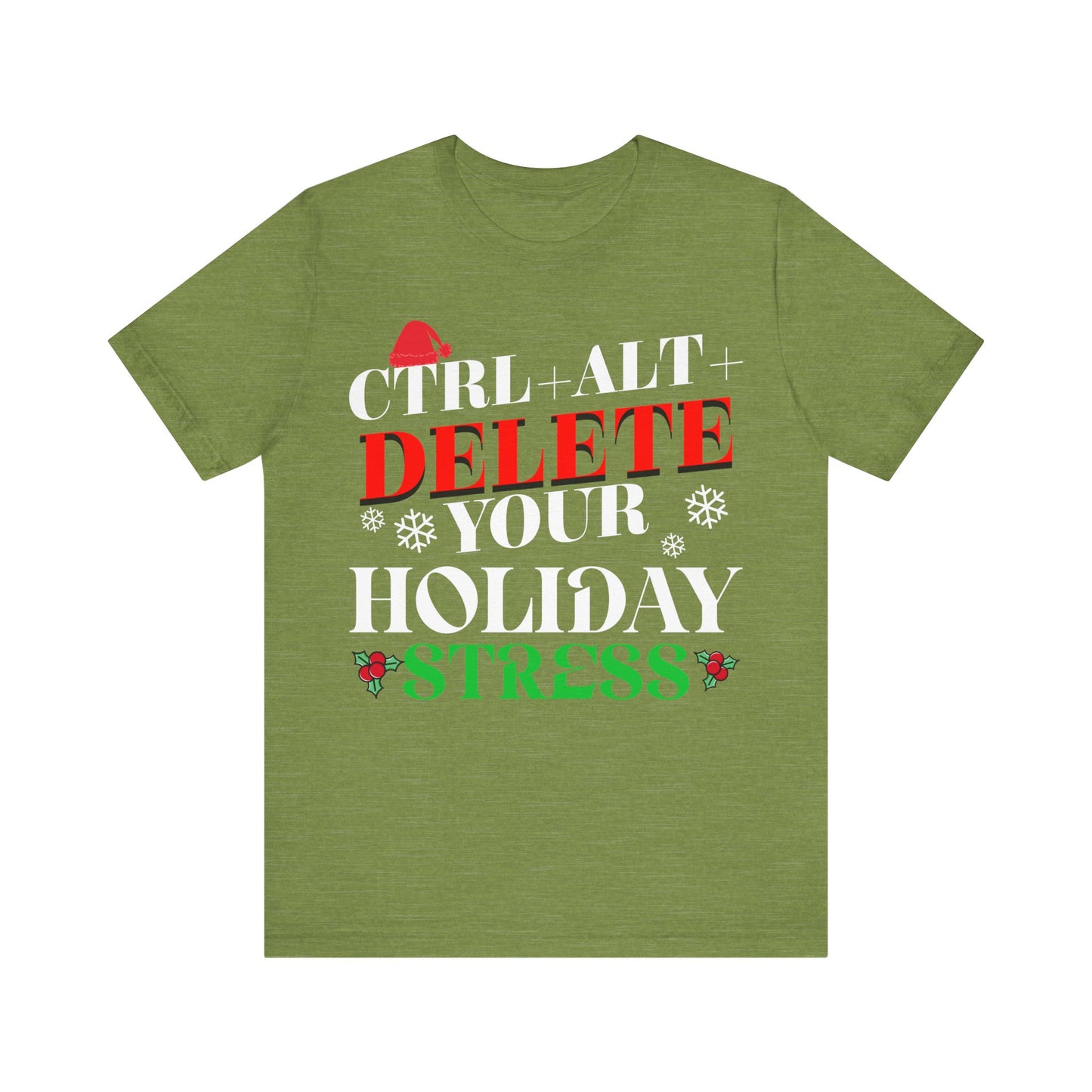 Christmas Gamer Tee, Gaming Holiday Shirt, Ctrl Alt Delete Stress, Unisex Jersey T-Shirt
