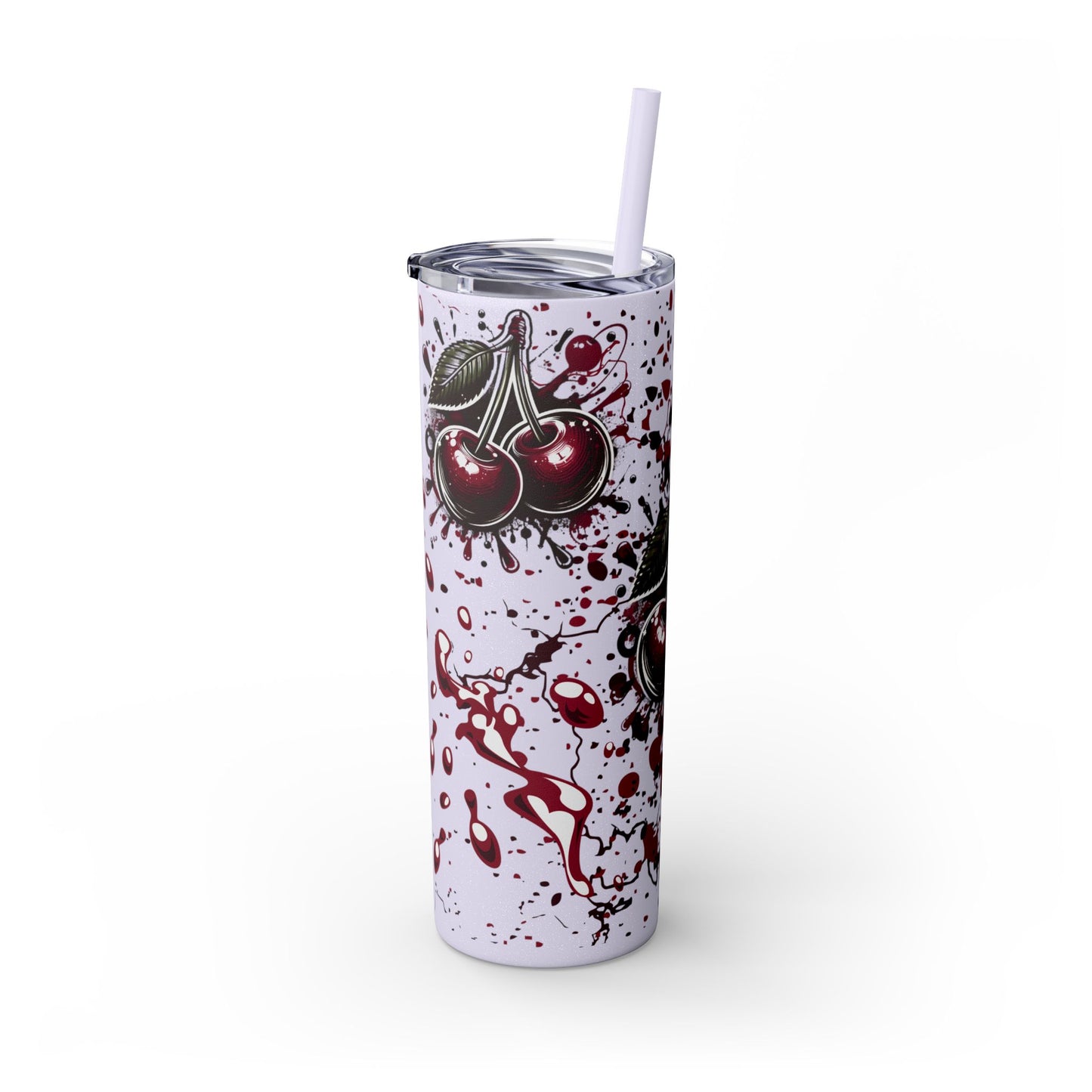 Tumbler Cup, Cherry Aesthetic Design, 20oz with Straw
