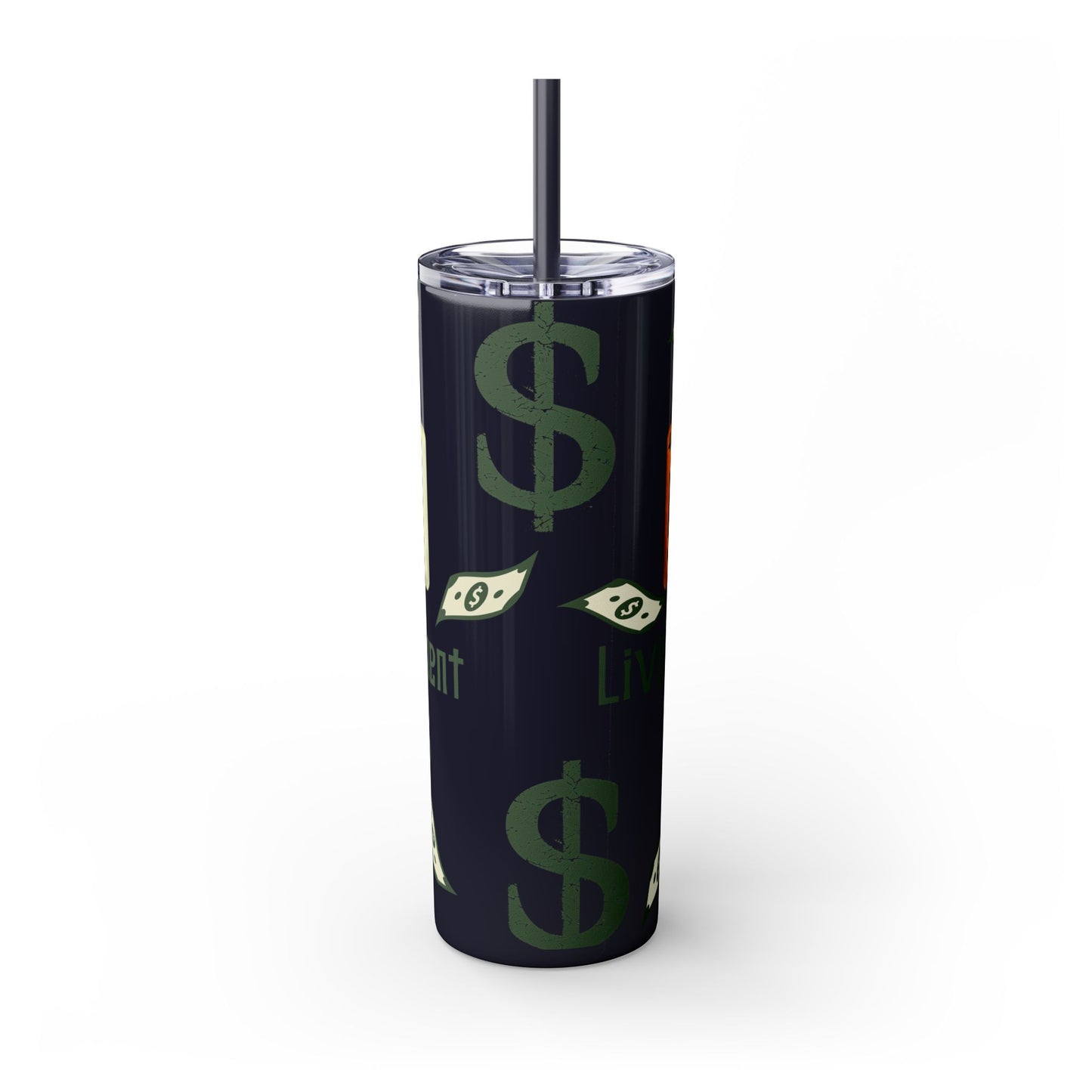 Money-Themed Skinny Tumbler with Straw | 20oz | Chemistry Elements Design