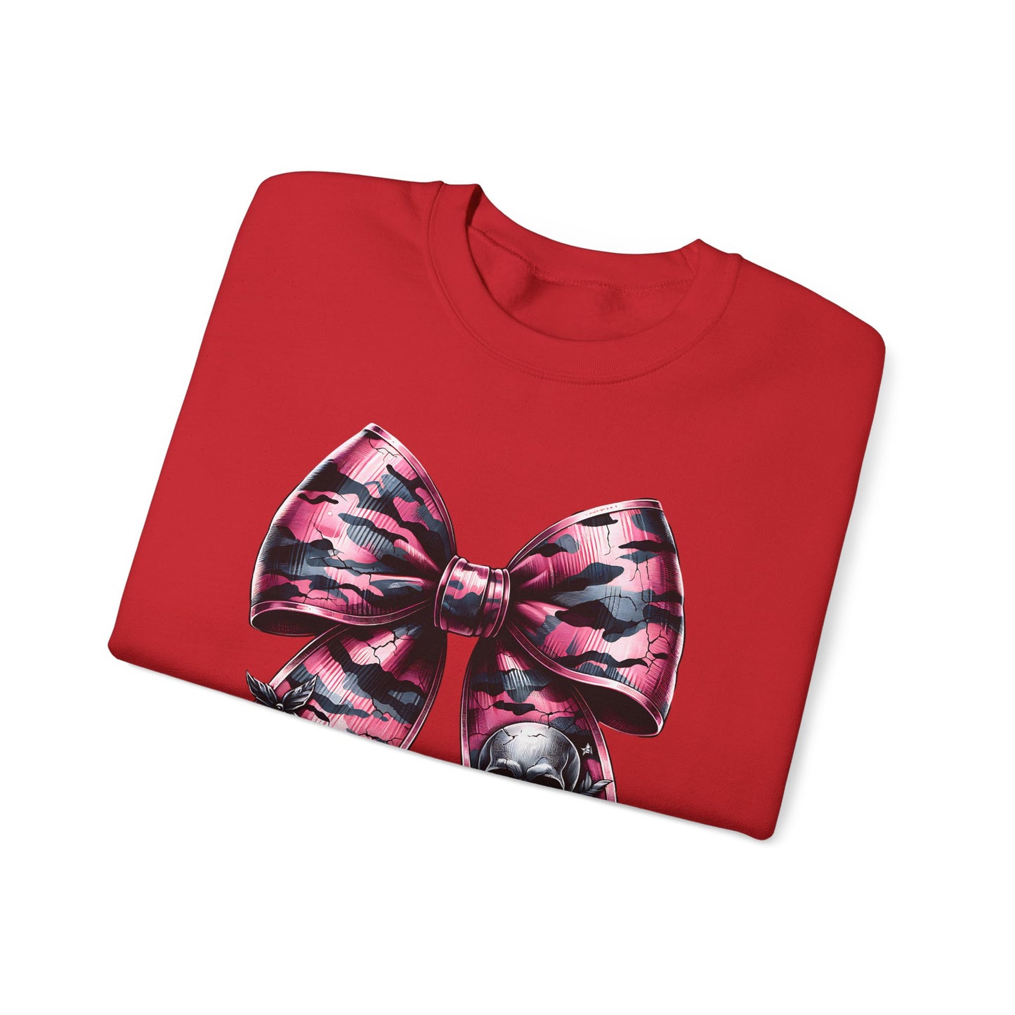 Pink Bow Skull Crewneck Sweatshirt, skull sweatshirt, pink camo, Skull Print Pullover, Pink Bow Design, Alternative Clothing