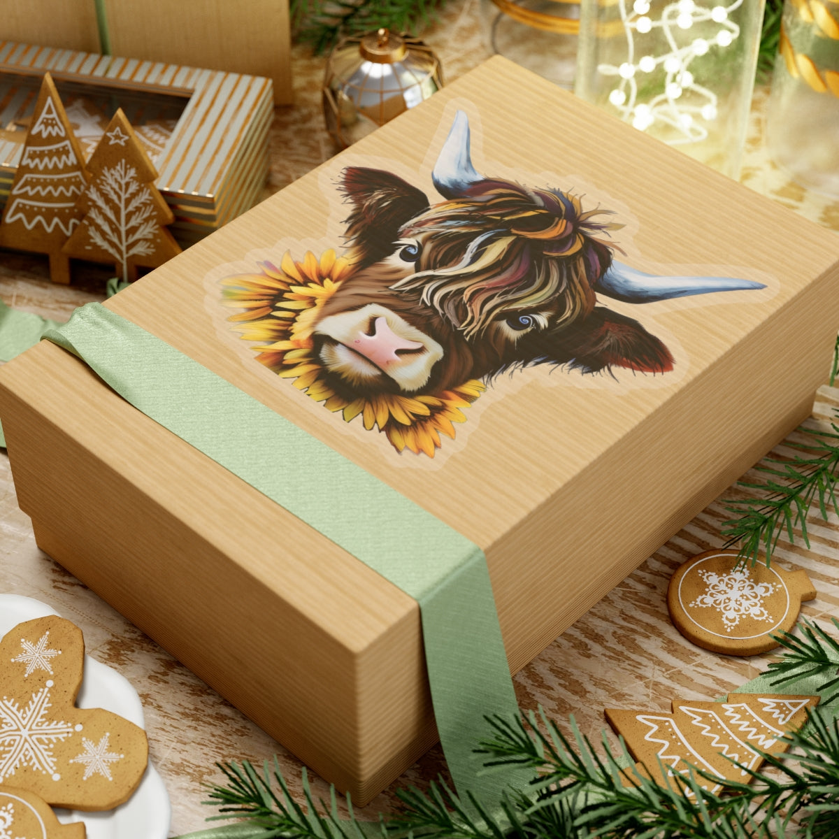 Sticker - Highland Cow in Sunflowers Kiss-Cut Stickers