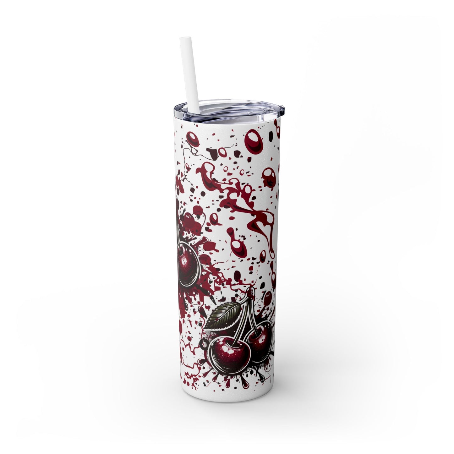 Tumbler Cup, Cherry Aesthetic Design, 20oz with Straw
