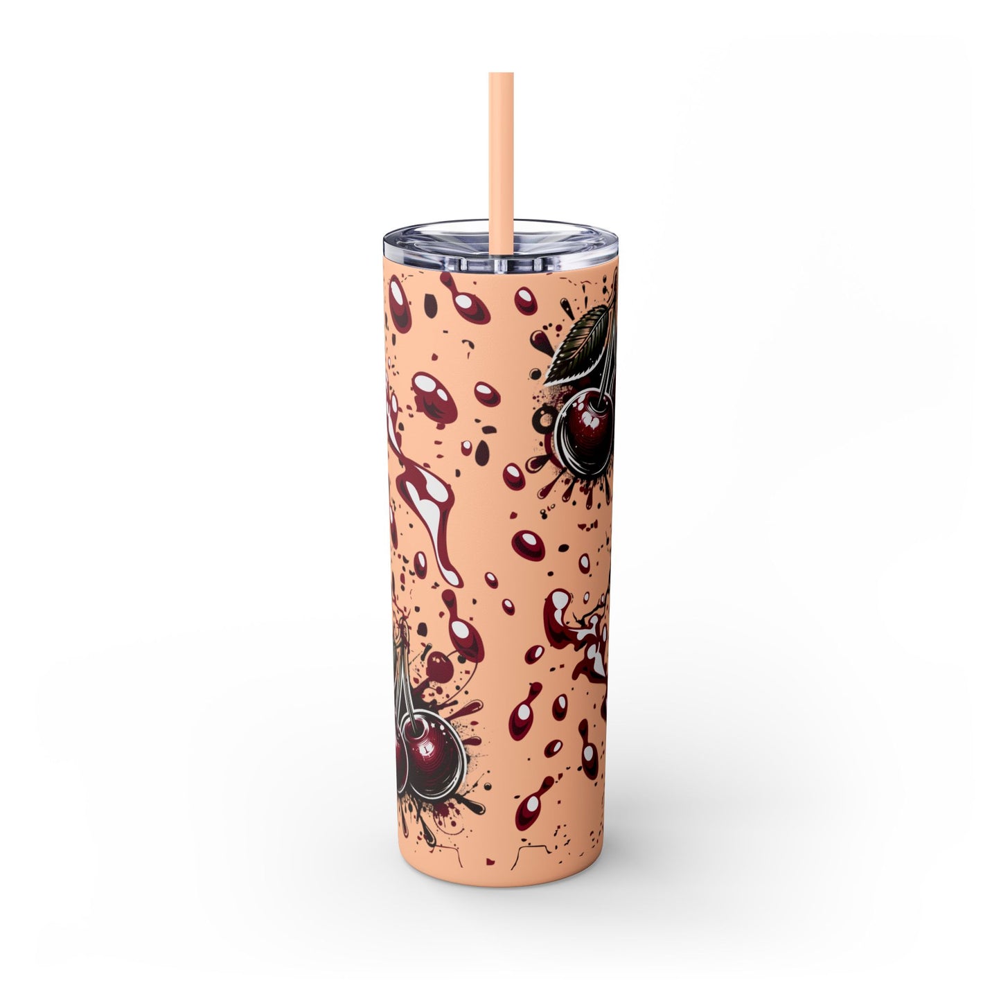 Tumbler Cup, Cherry Aesthetic Design, 20oz with Straw