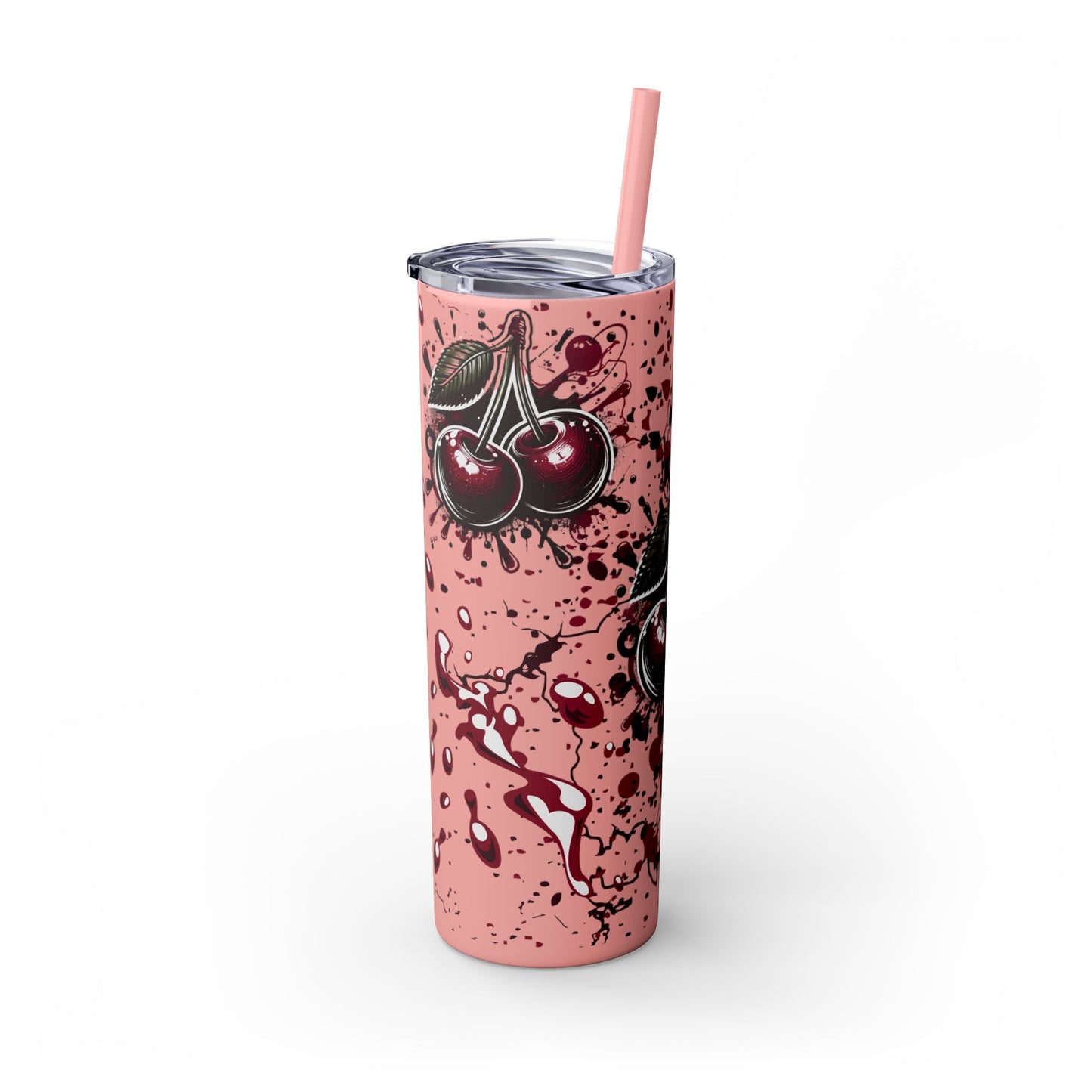 Tumbler Cup, Cherry Aesthetic Design, 20oz with Straw