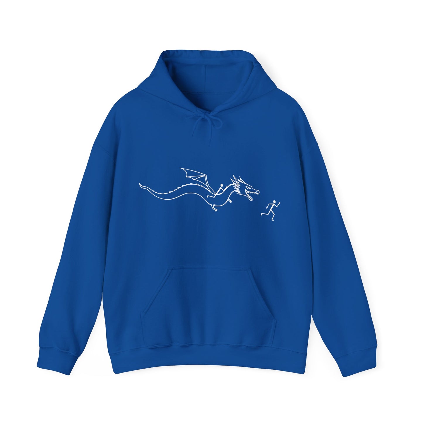 Hooded Sweatshirt - Stick figure Chased by Dragon Design