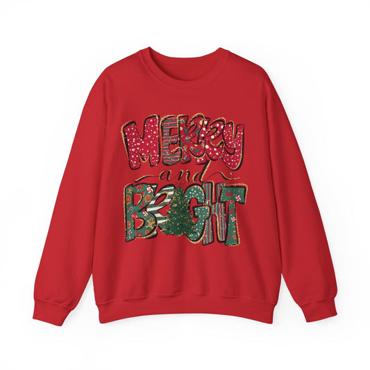 Christmas Sweatshirt, Womens Christmas Sweatshirt, Christmas Sweatshirts for Women, Christmas Merry and Bright - VICIOUSLY CRUNK MERCH