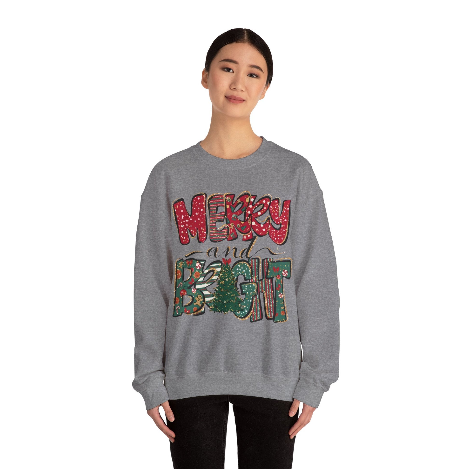 Christmas Sweatshirt, Womens Christmas Sweatshirt, Christmas Sweatshirts for Women, Christmas Merry and Bright - VICIOUSLY CRUNK MERCH