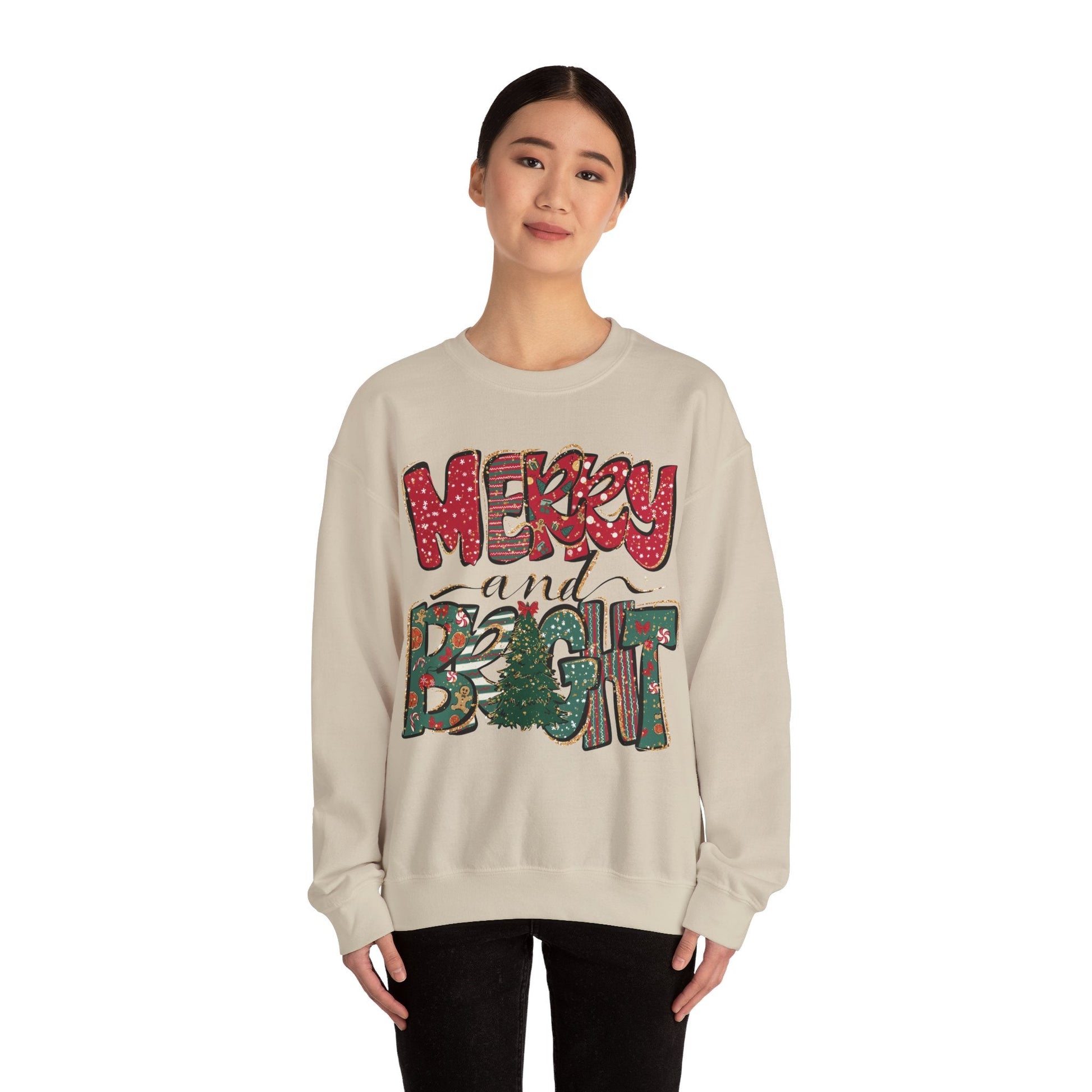 Christmas Sweatshirt, Womens Christmas Sweatshirt, Christmas Sweatshirts for Women, Christmas Merry and Bright - VICIOUSLY CRUNK MERCH