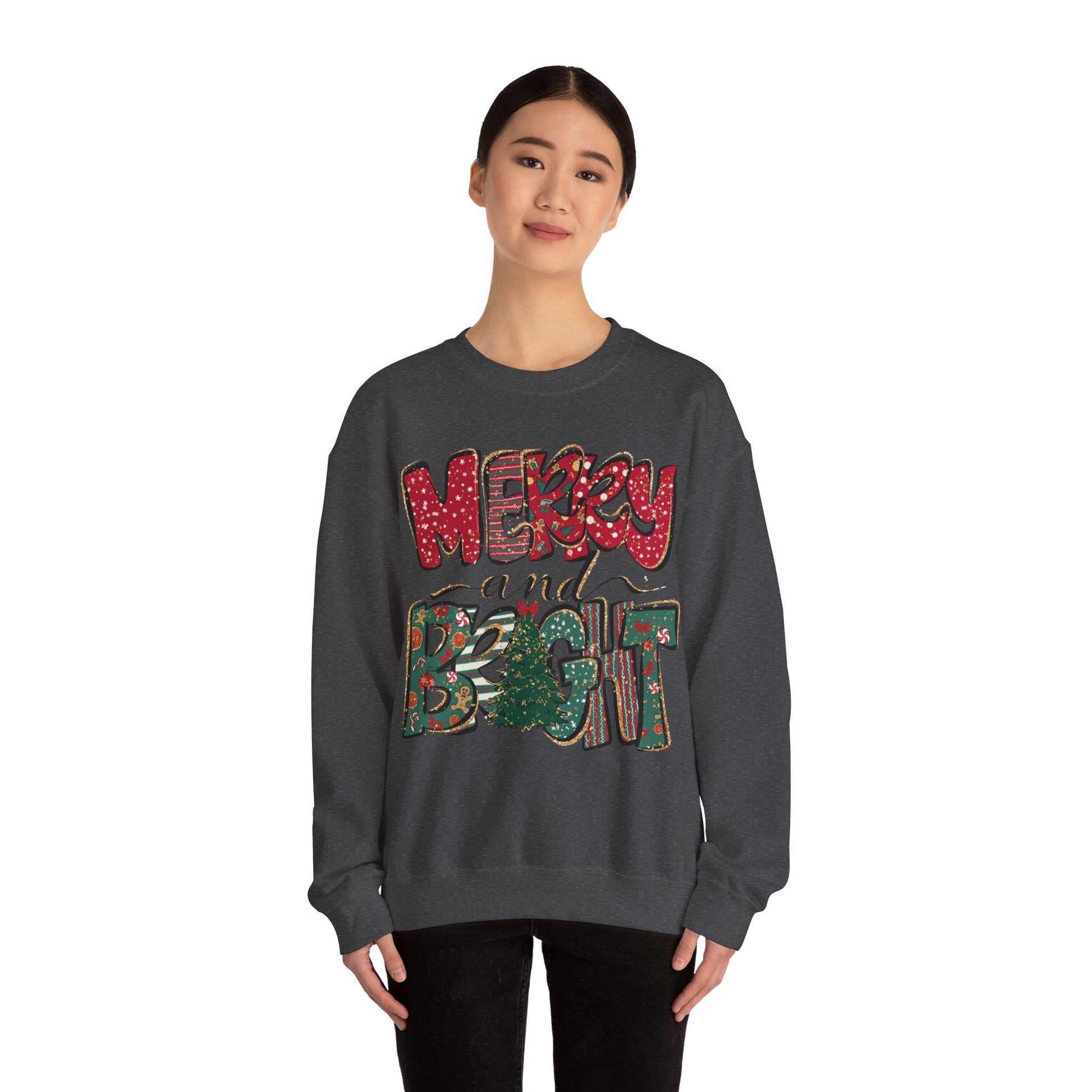 Christmas Sweatshirt, Womens Christmas Sweatshirt, Christmas Sweatshirts for Women, Christmas Merry and Bright - VICIOUSLY CRUNK MERCH