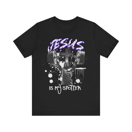 Jesus is my spotter T - shirt, gym shirt, jesus shirt, weightlifting, crossfit, personal trainer, strongman, religious shirt, faith, - VICIOUSLY CRUNK MERCH
