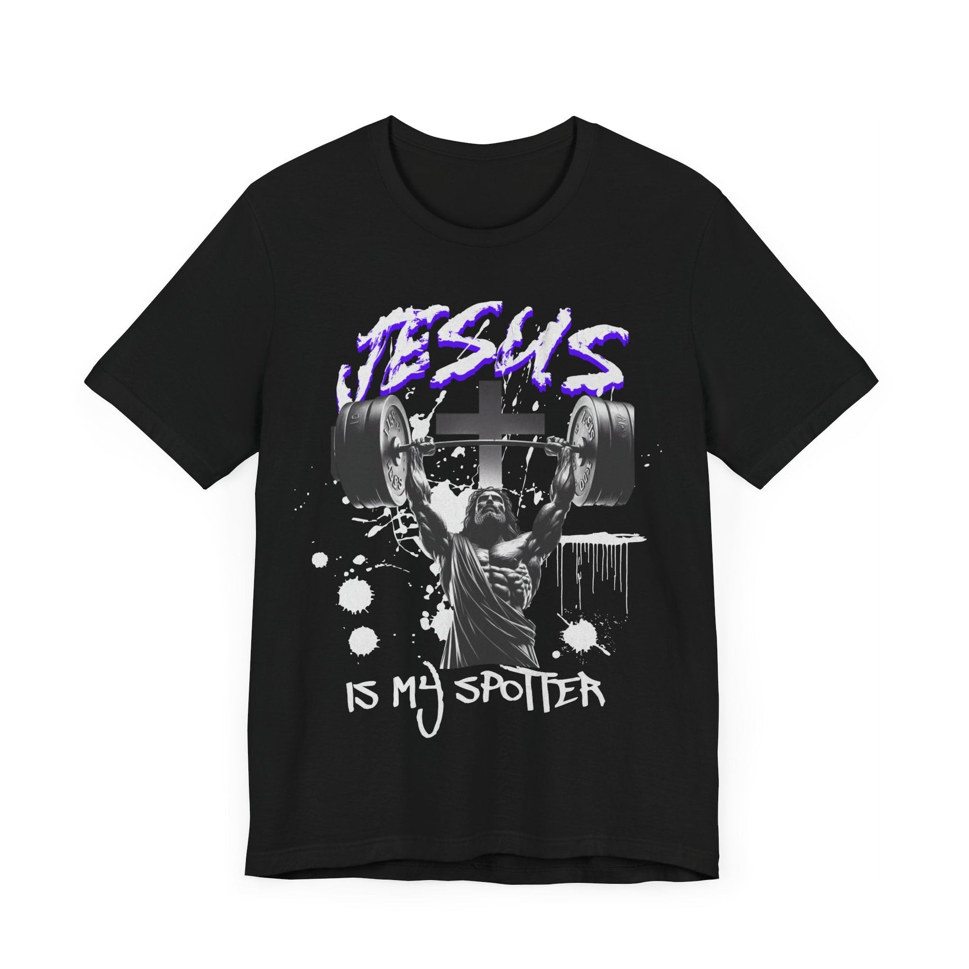 Jesus is my spotter T - shirt, gym shirt, jesus shirt, weightlifting, crossfit, personal trainer, strongman, religious shirt, faith, - VICIOUSLY CRUNK MERCH