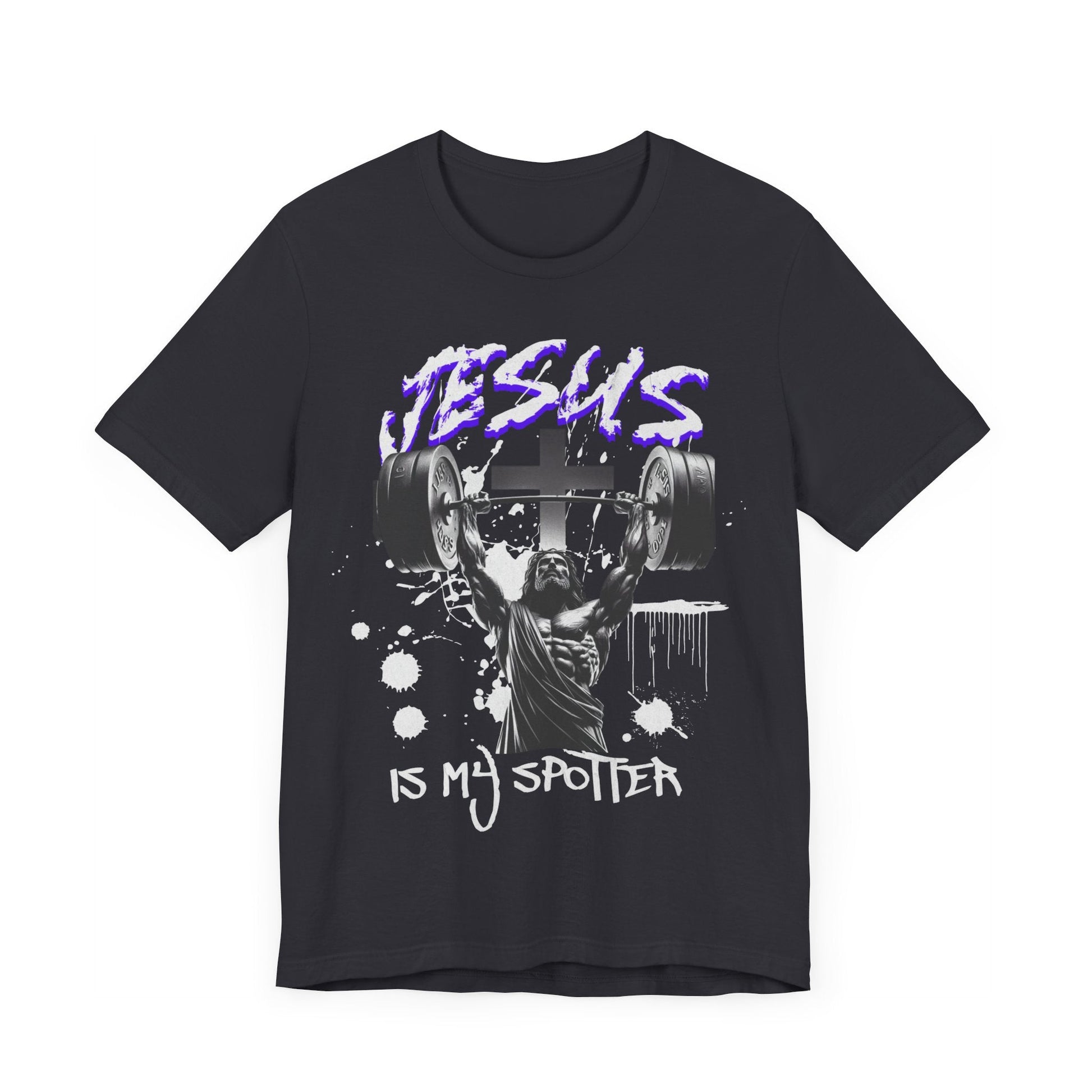 Jesus is my spotter T - shirt, gym shirt, jesus shirt, weightlifting, crossfit, personal trainer, strongman, religious shirt, faith, - VICIOUSLY CRUNK MERCH