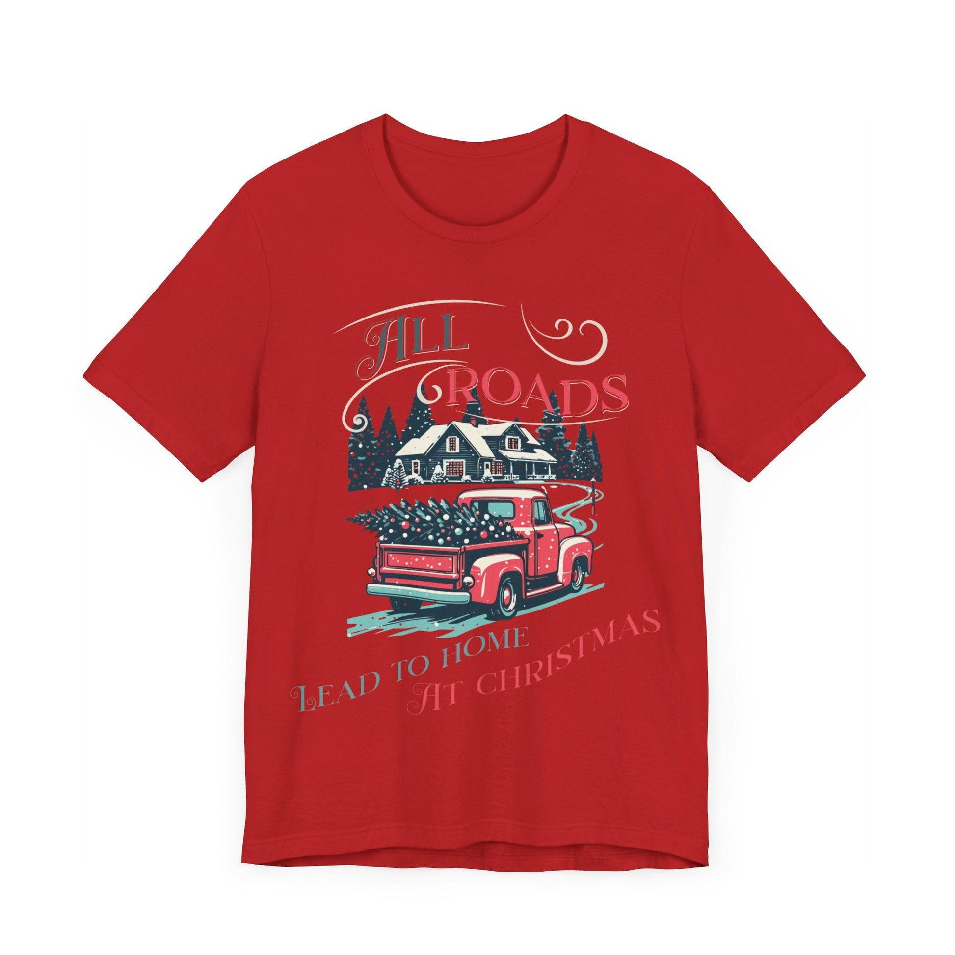 Retro Christmas Shirt, Christmas gift , Women's retro truck Chirstmas, Cute Vintage Santa Shirt, Classic Christmas Shirt, All roads lead - VICIOUSLY CRUNK MERCH