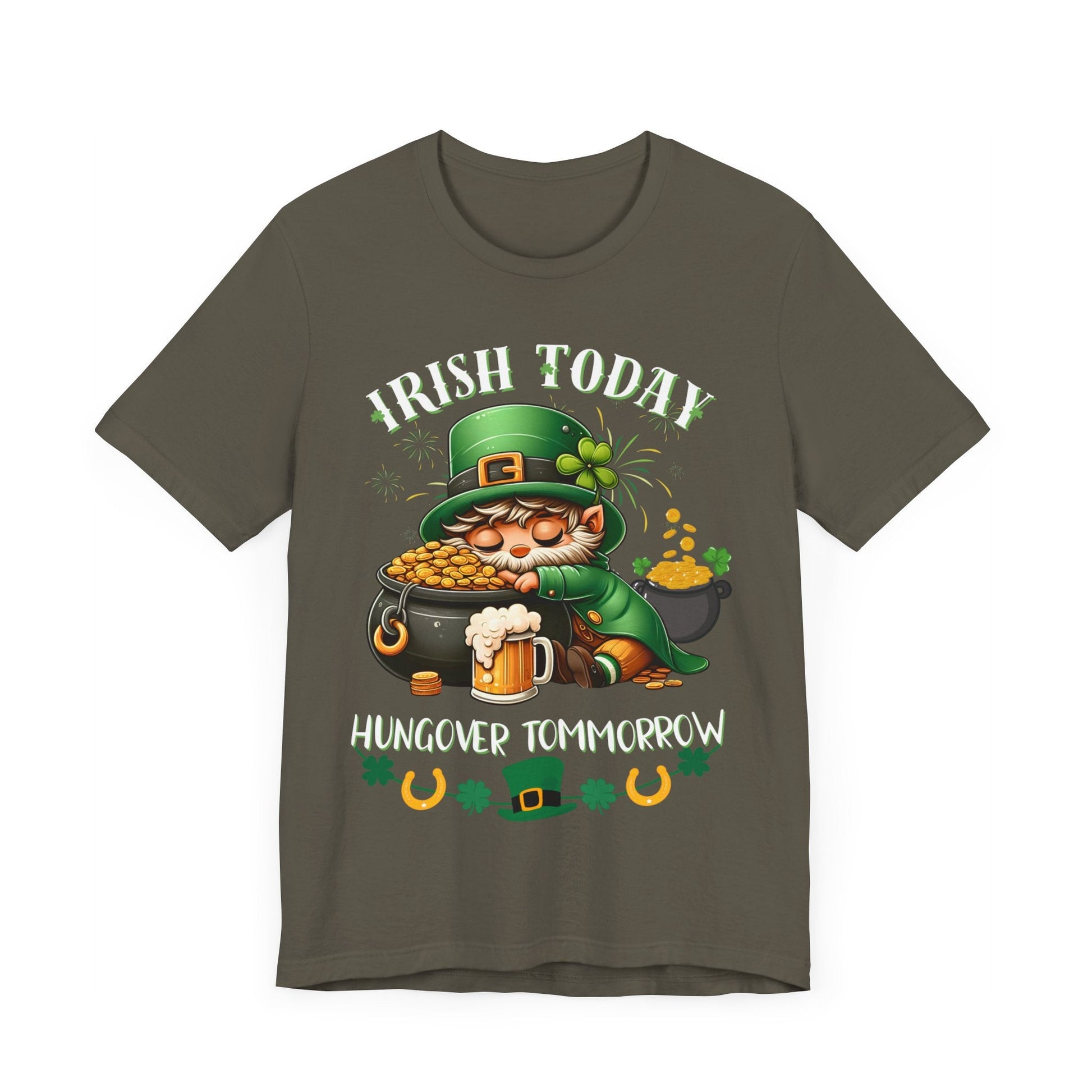 St. patricks day shirt, irish today hungover tomorrow, party shirt, funny st patricks day shirt, funny graphic tee, pot of gold, gift tee - VICIOUSLY CRUNK MERCH