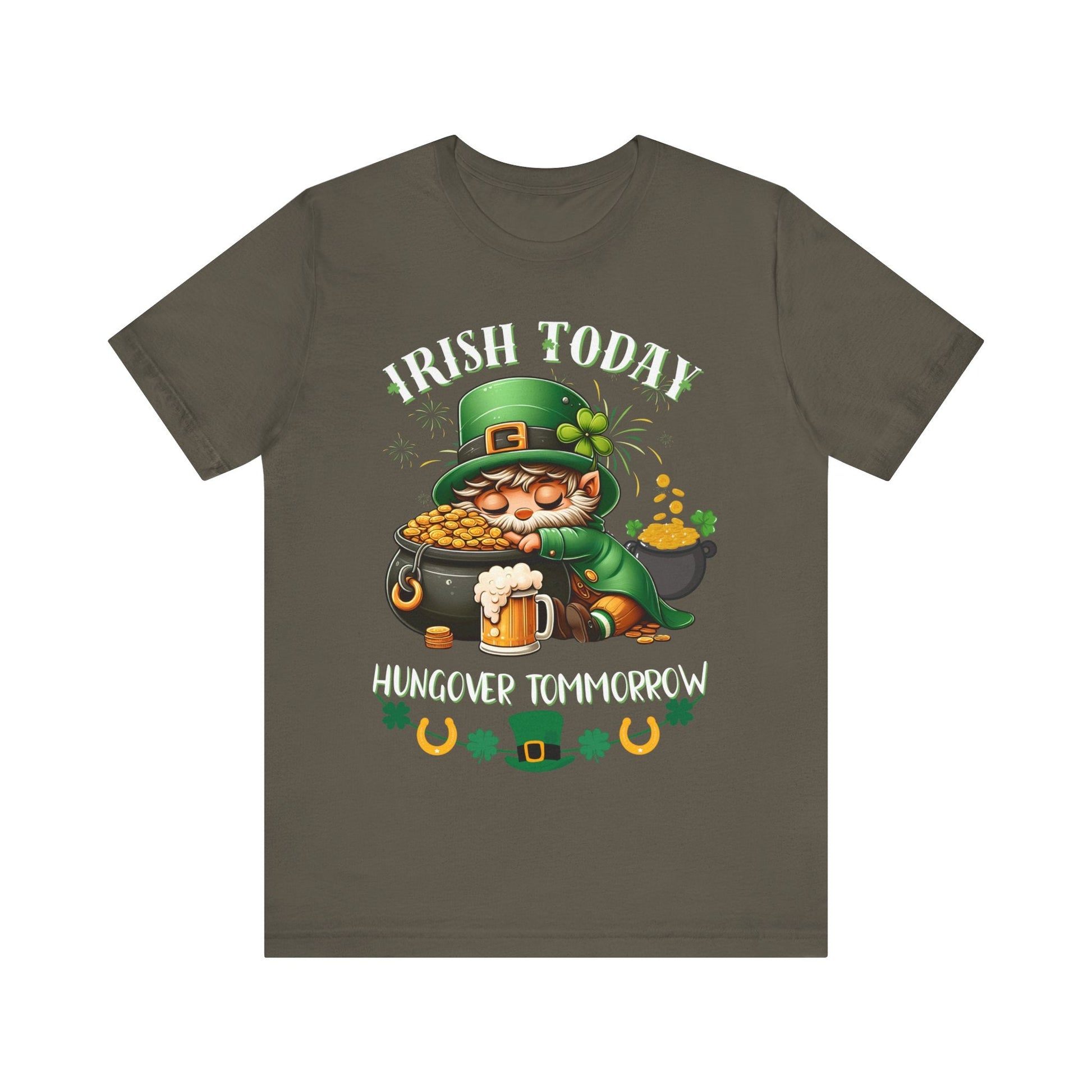 St. patricks day shirt, irish today hungover tomorrow, party shirt, funny st patricks day shirt, funny graphic tee, pot of gold, gift tee - VICIOUSLY CRUNK MERCH