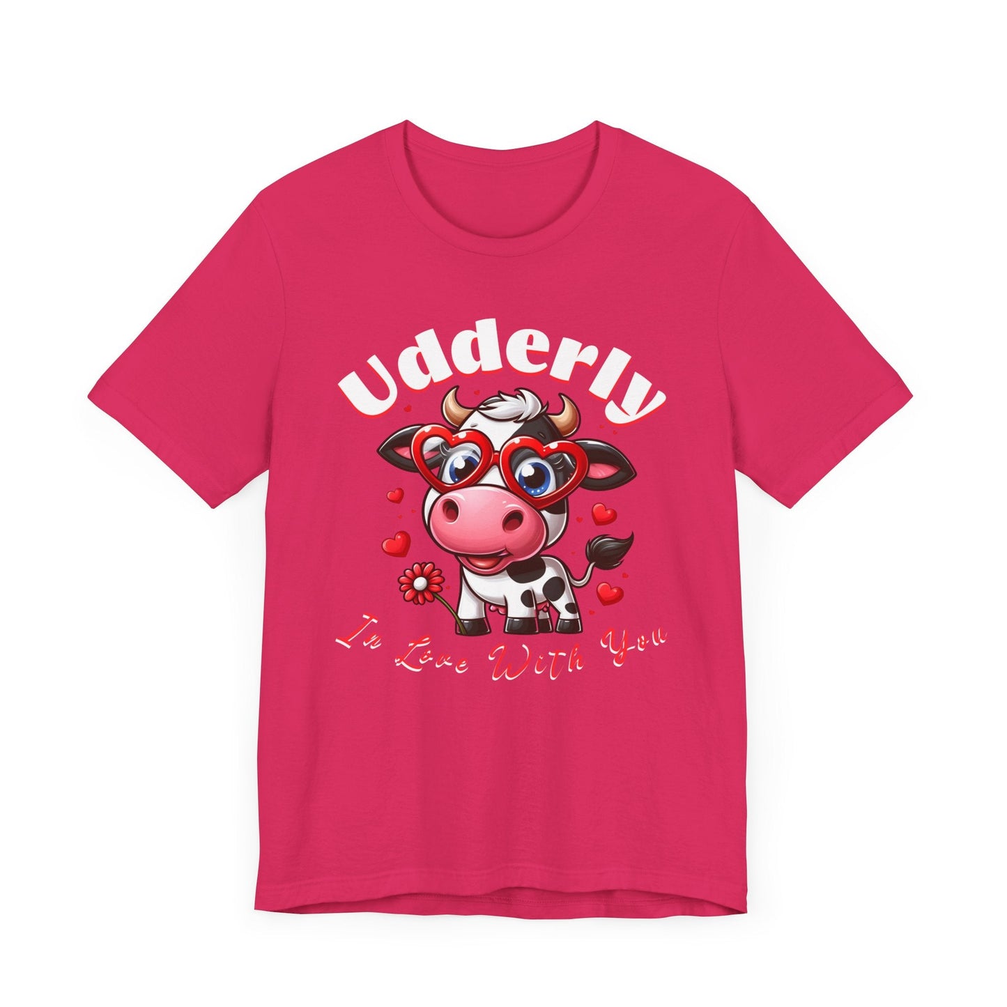 Udderly in love with you, cow shirt, cow valentine shirt, in love shirt, gift for her, gift for him, unisex tee, valentine shirt, funny shir - VICIOUSLY CRUNK MERCH
