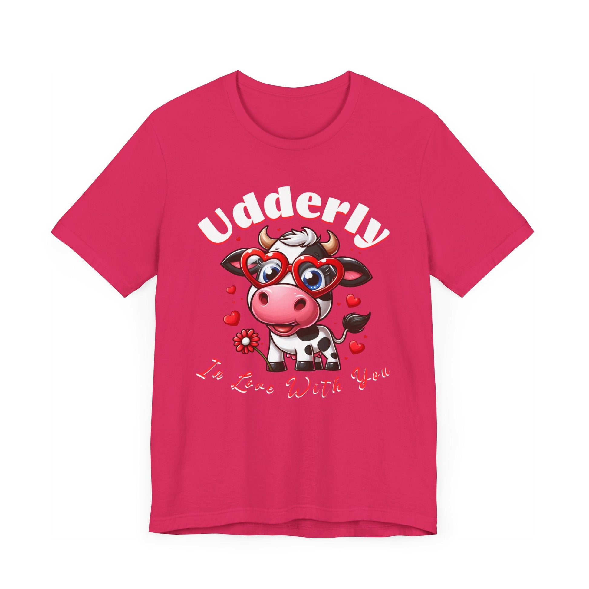 Udderly in love with you, cow shirt, cow valentine shirt, in love shirt, gift for her, gift for him, unisex tee, valentine shirt, funny shir - VICIOUSLY CRUNK MERCH