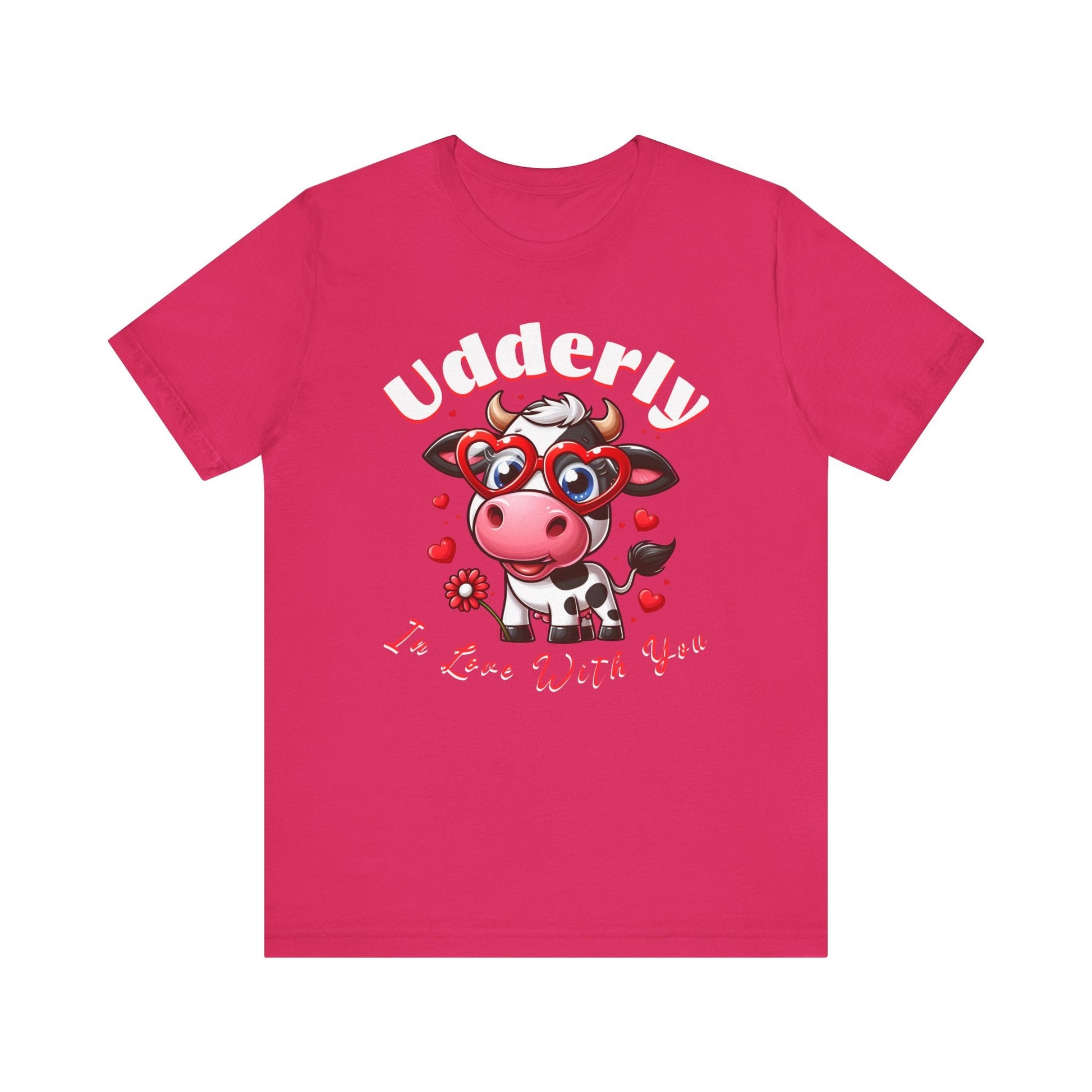 Udderly in love with you, cow shirt, cow valentine shirt, in love shirt, gift for her, gift for him, unisex tee, valentine shirt, funny shir - VICIOUSLY CRUNK MERCH