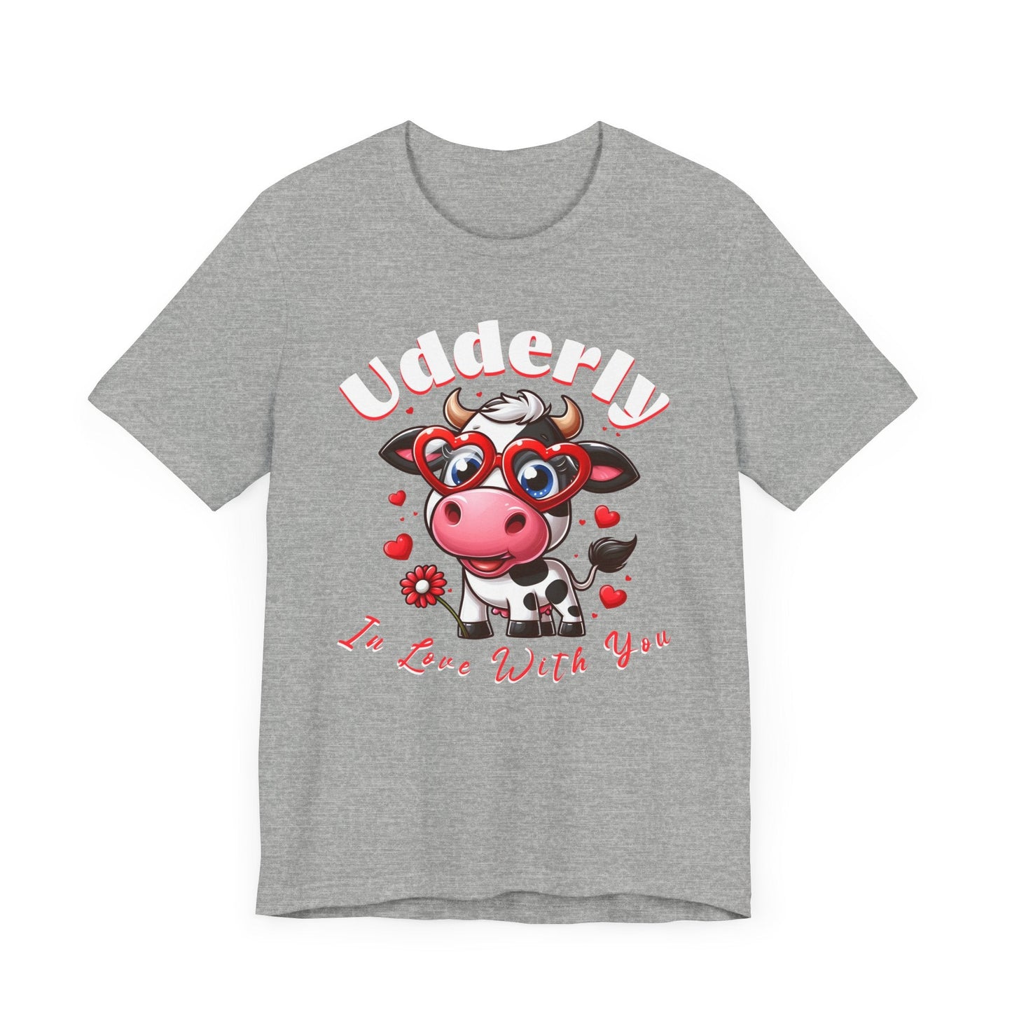 Udderly in love with you, cow shirt, cow valentine shirt, in love shirt, gift for her, gift for him, unisex tee, valentine shirt, funny shir - VICIOUSLY CRUNK MERCH